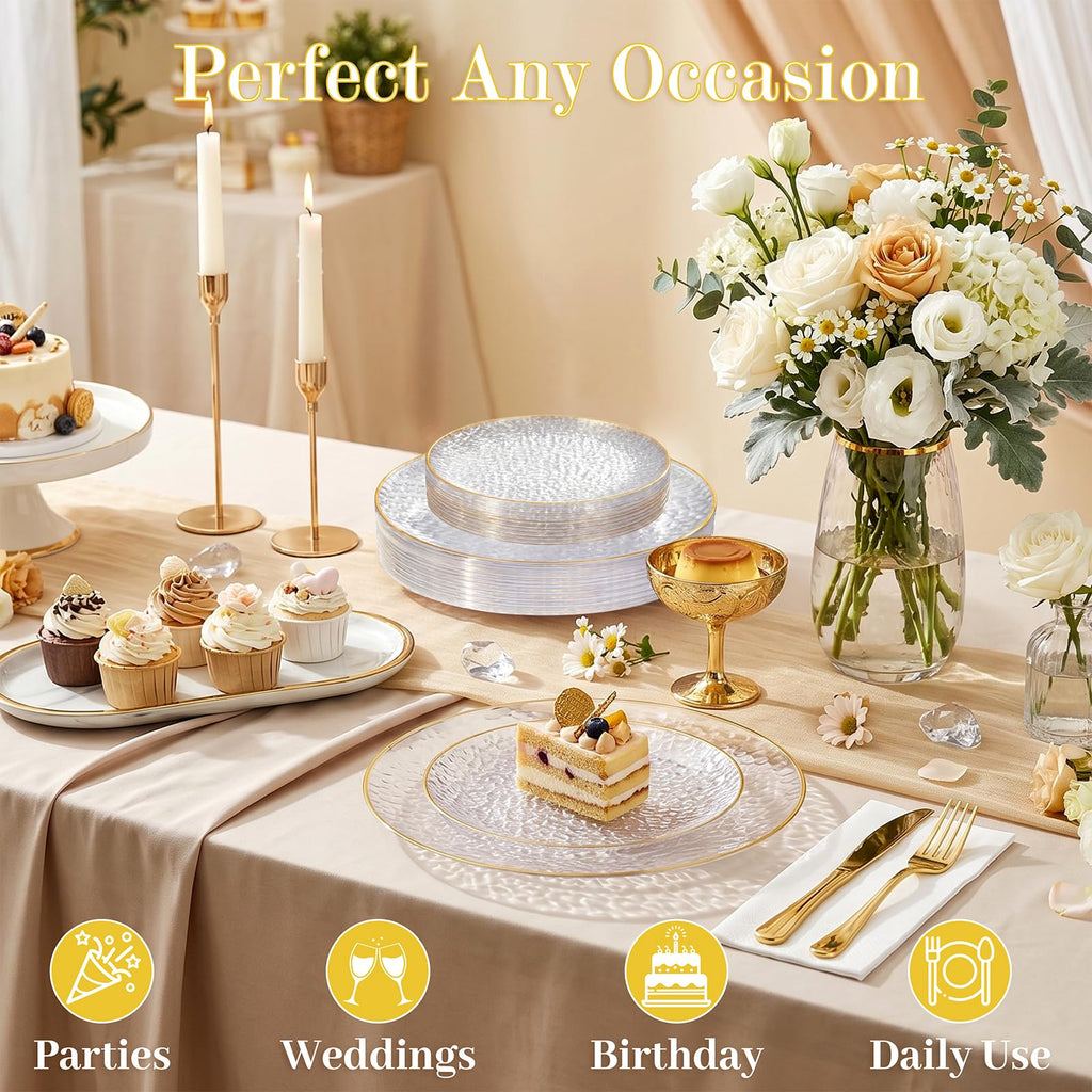 Rubtlamp Clear Plastic Plates with Gold Rim

