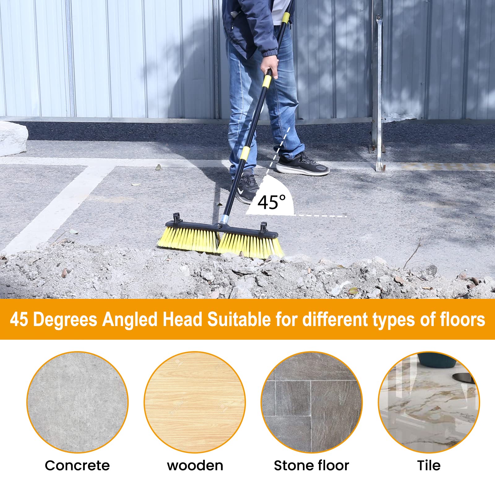 Push Broom KeFanta Heavy Duty Long Handle

