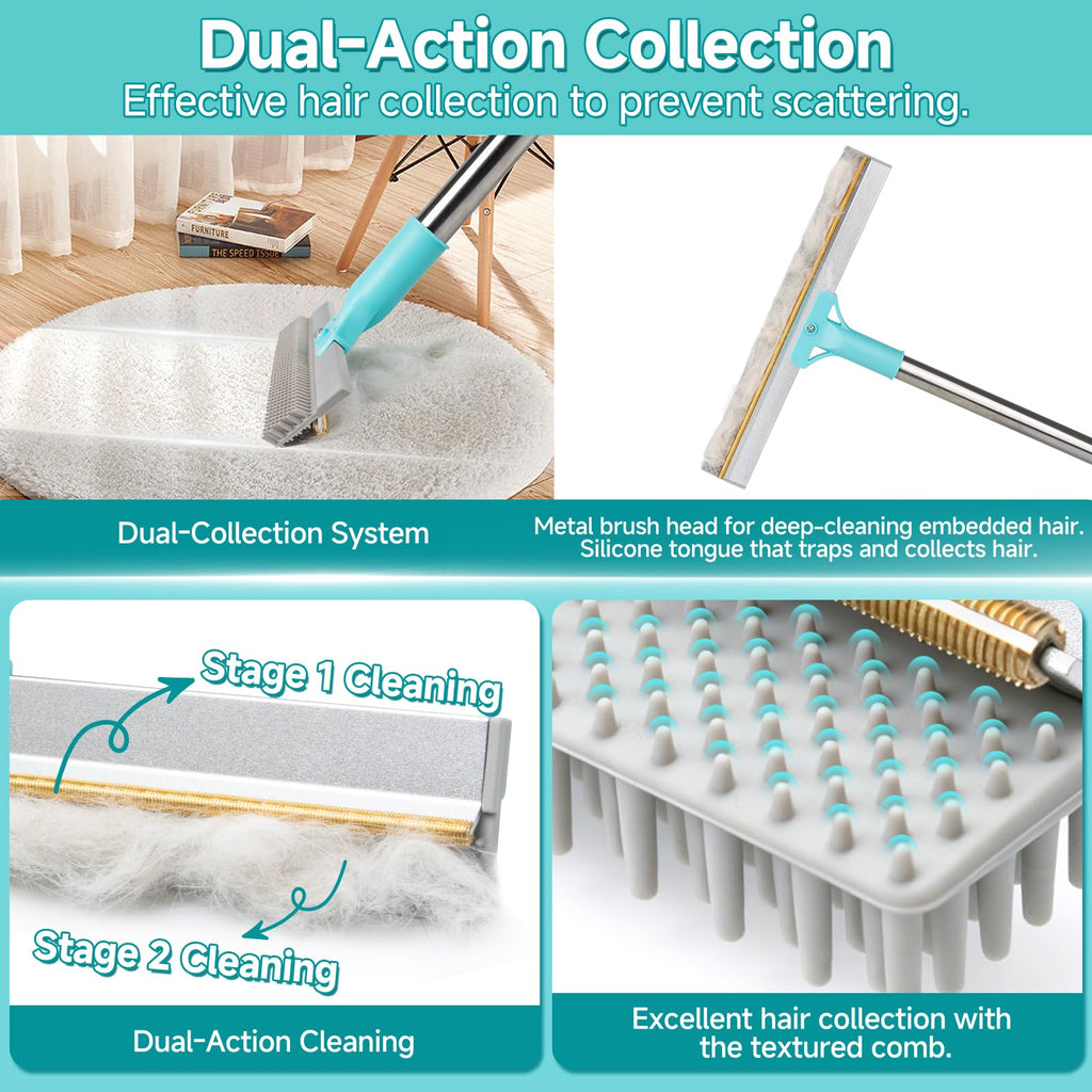 Carpet Rake for Pet Hair Removal - Dual-Action Tool

