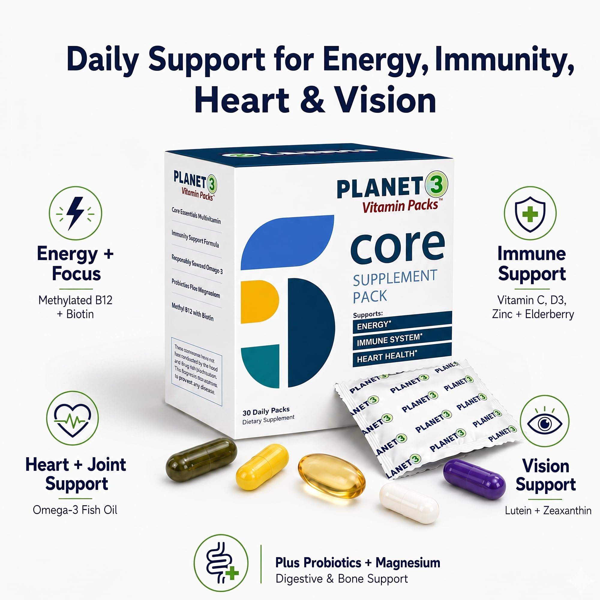 Planet 3 Daily Multivitamin for Immune, Heart & Eye Health

