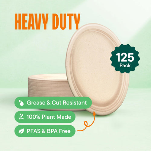 Bagasse Compostable Dinner Plates | Heavy-Duty Eco

