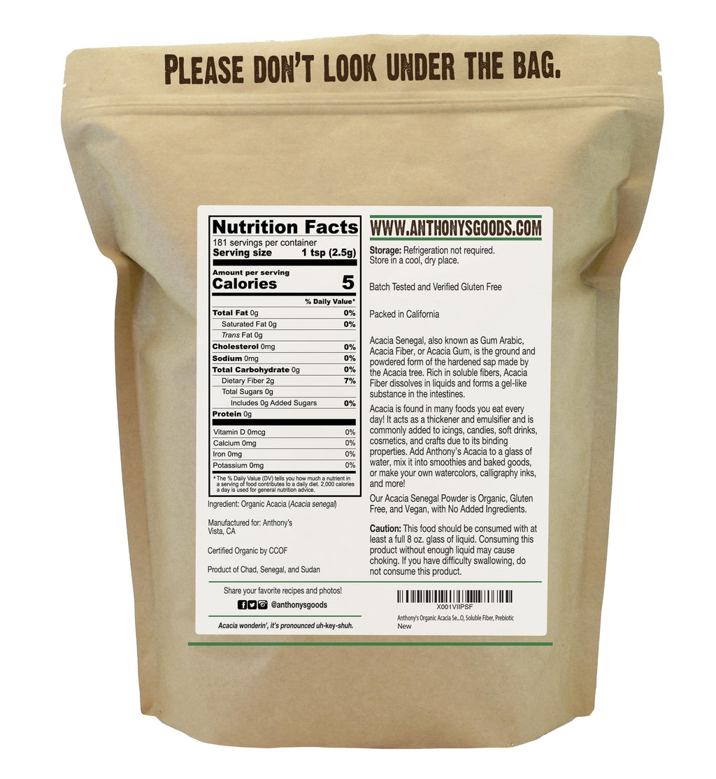 Anthony's Organic Acacia Senegal Powder - Prebiotic Fiber

