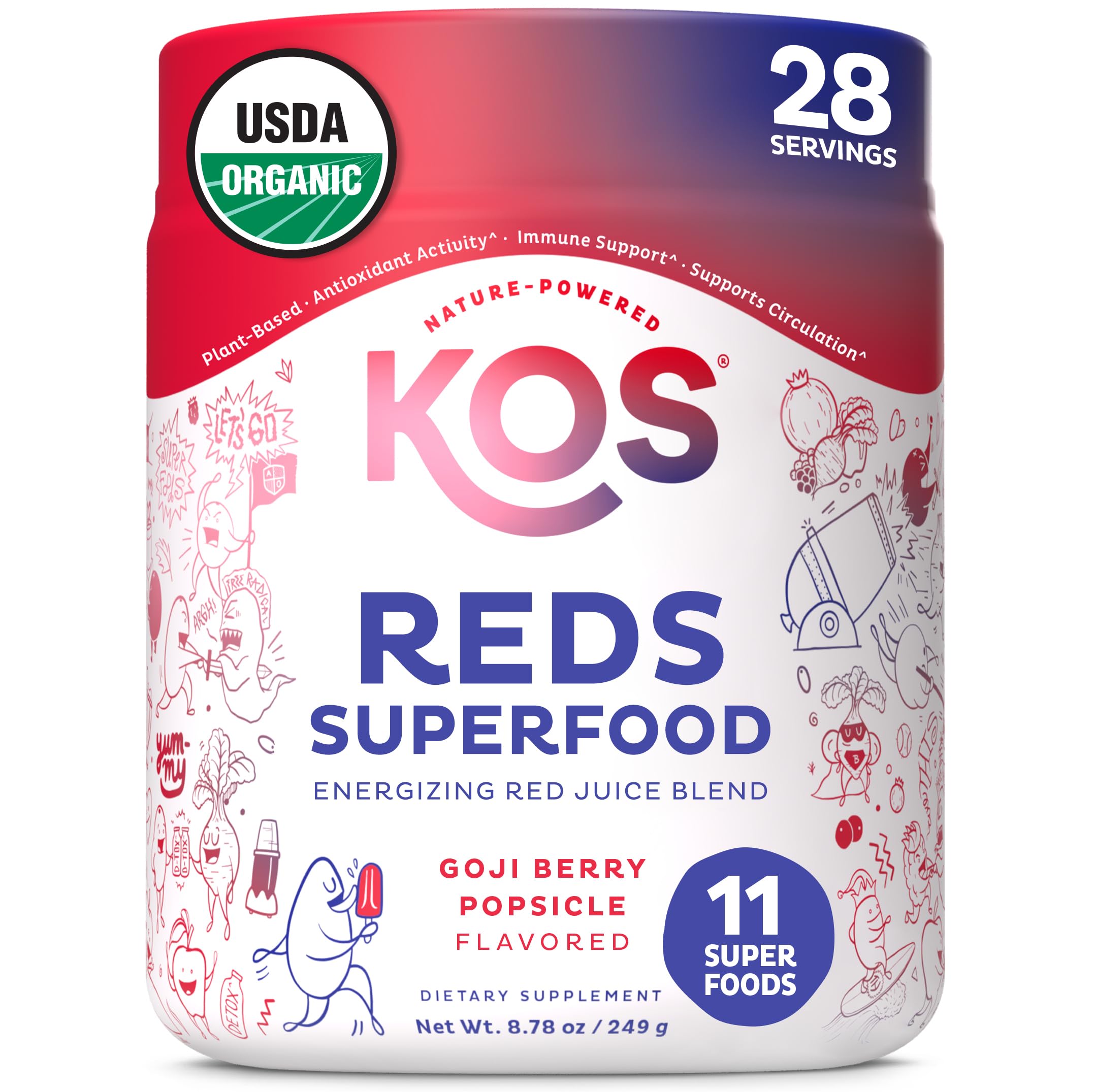 KOS Organic Beet Root Supplement - Nitric Oxide Support, Plant Based & Gluten Free
