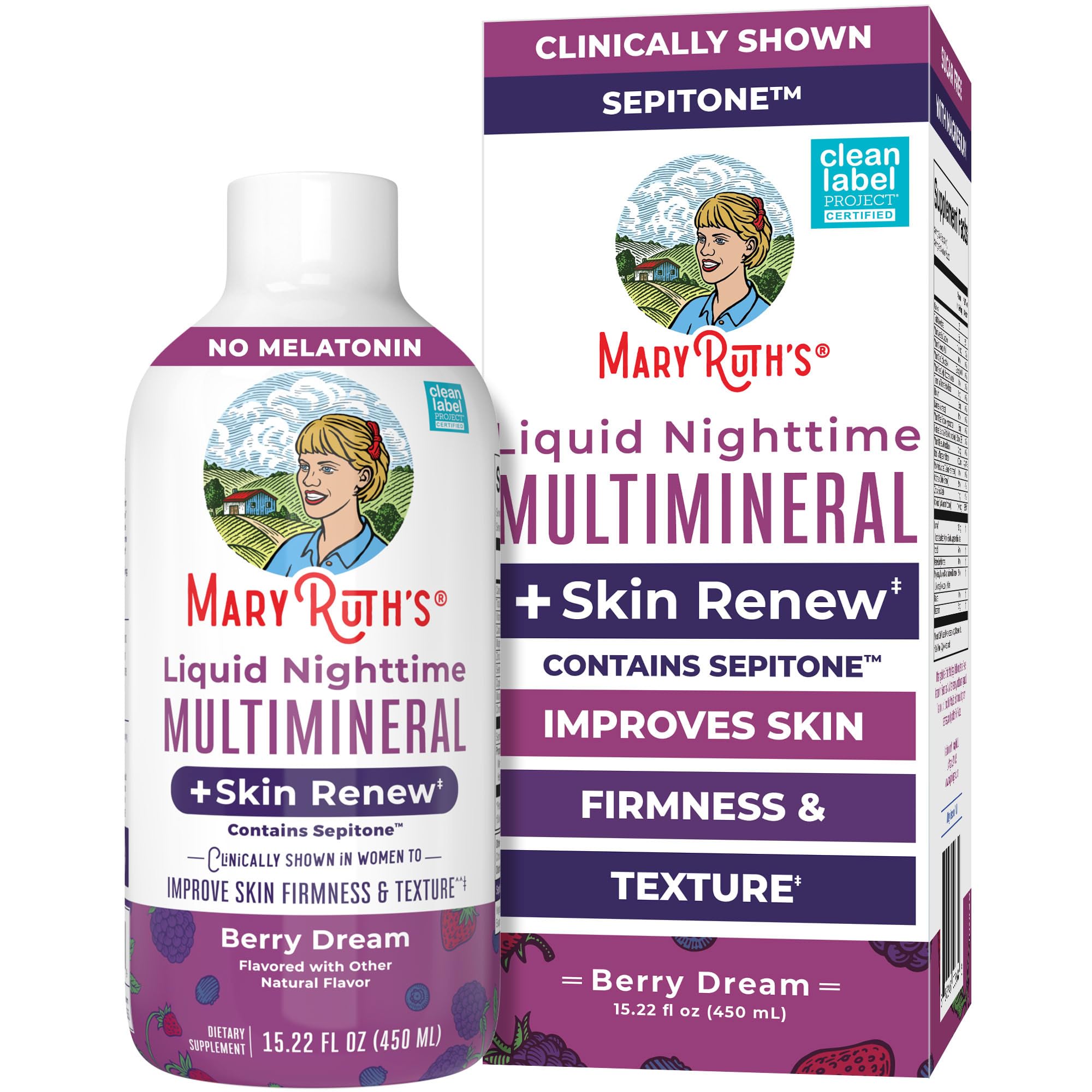 MaryRuth's Liquid Nighttime Multimineral + Skin Renew with Sepitone