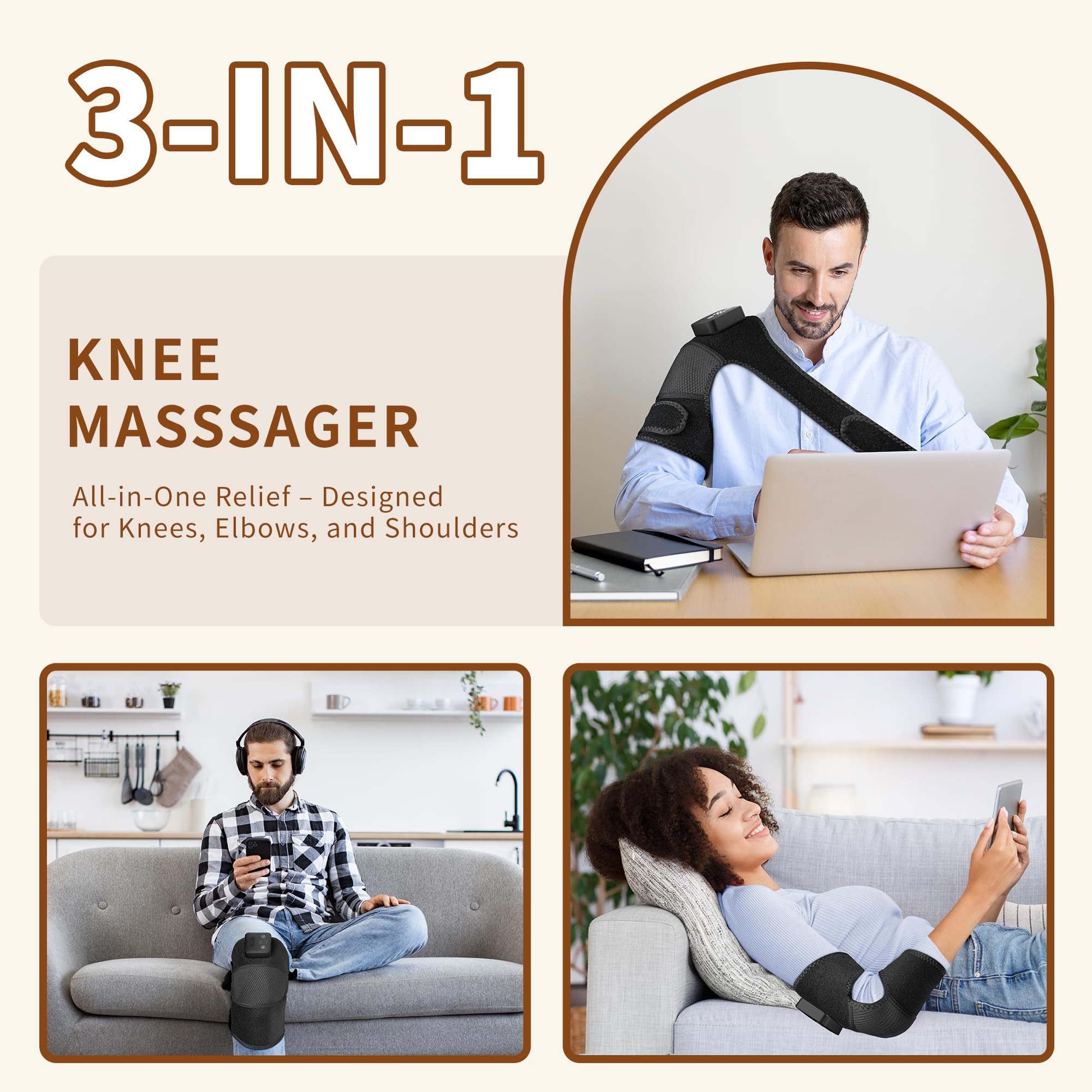 Nekteck Knee Massager with Heat - Cordless Vibration

