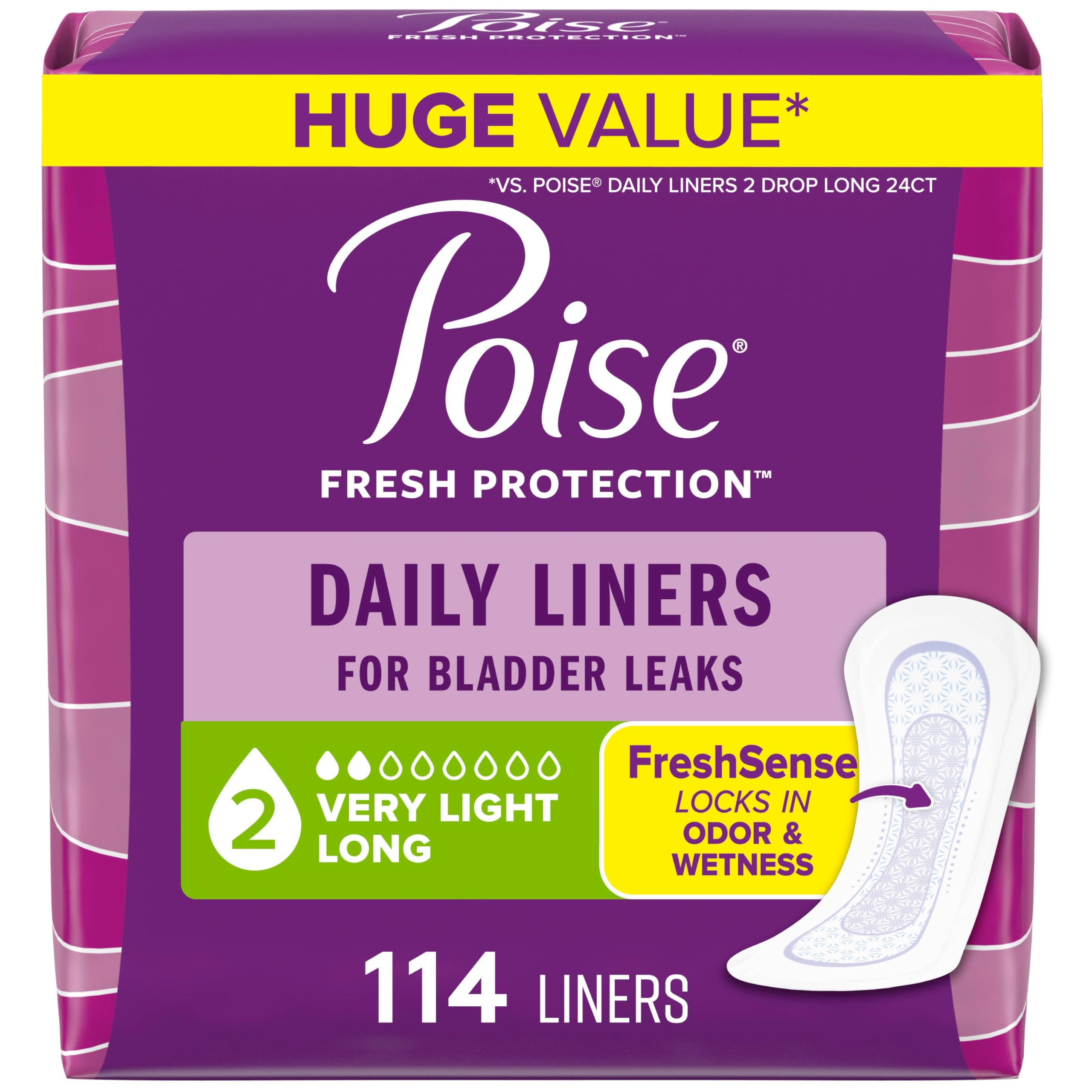Poise Daily Liners Incontinence Pantyliners for Bladder Leaks