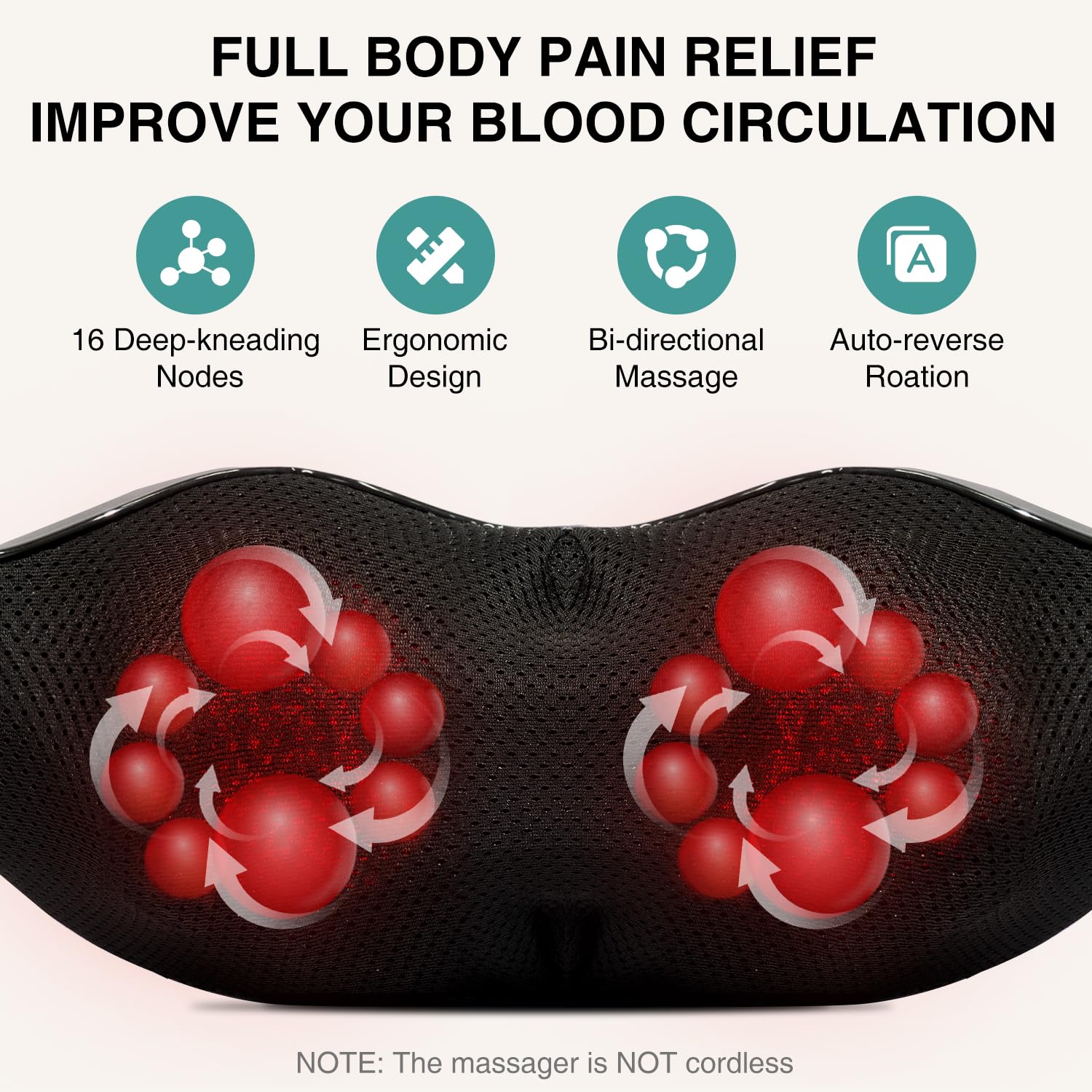 Nekteck Shiatsu Neck Massager with Heat for Relief

