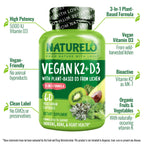 Naturelo Vitamin D3 K2 Vegan Supplement for Bone Health

