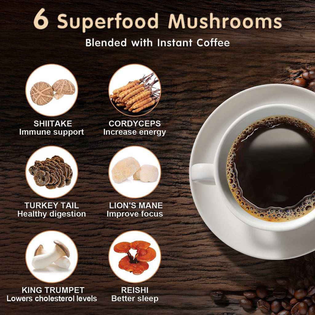 Mushroom Coffee with Adaptogenic Mushrooms – Instant Focus

