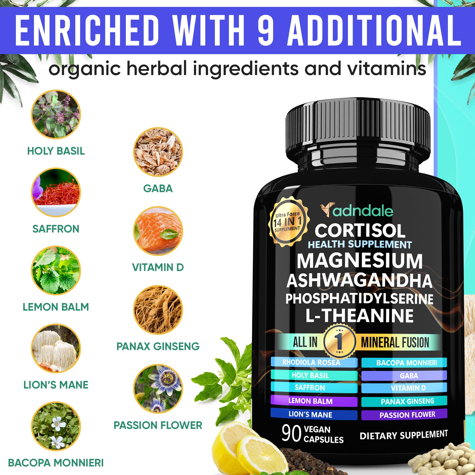 Adndale Cortisol Support Supplement | Adaptogens

