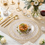 Rubtlamp Clear Plastic Plates with Gold Rim

