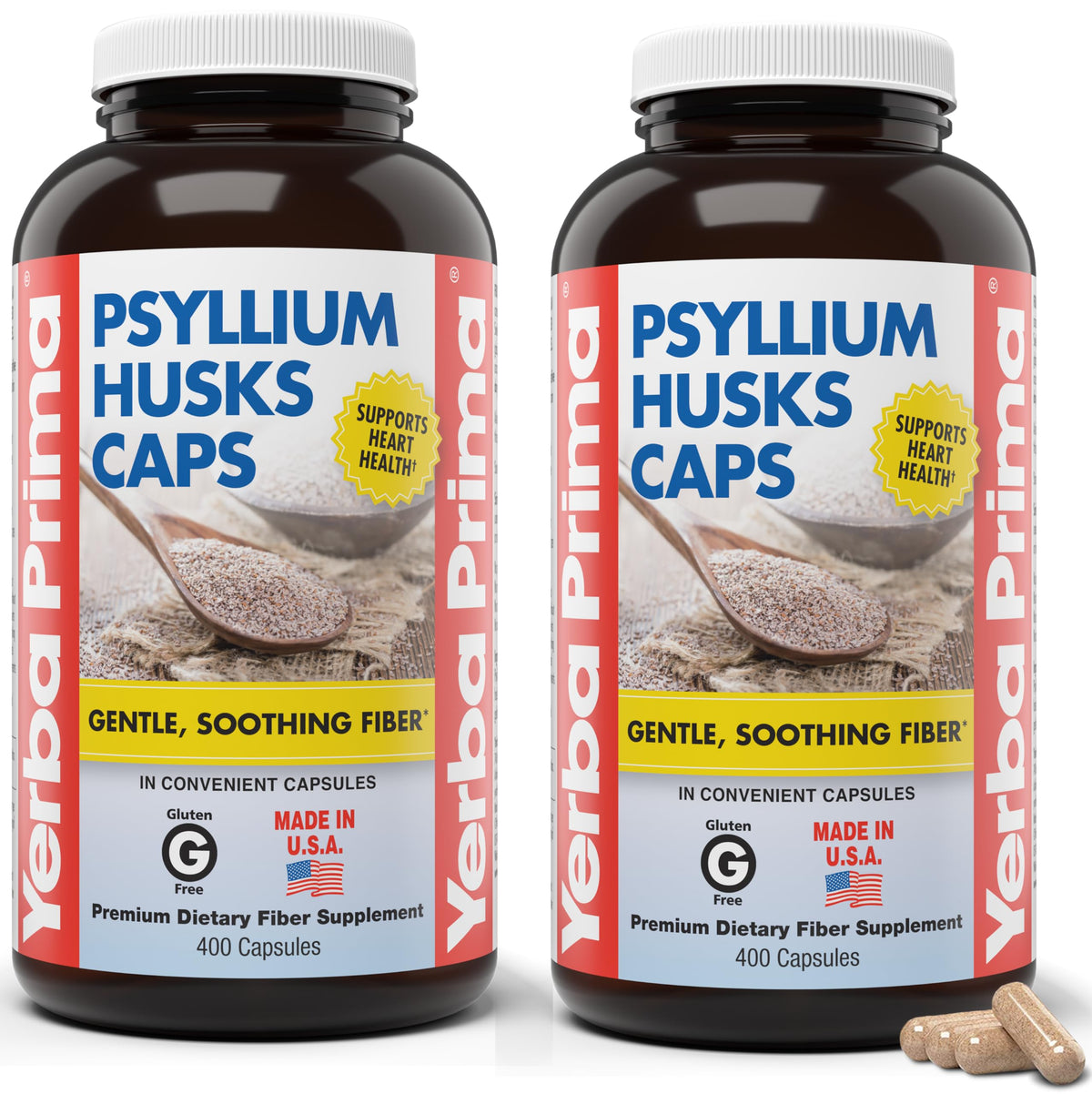 Yerba Prima Psyllium Husk Capsules - Natural Fiber for Regularity