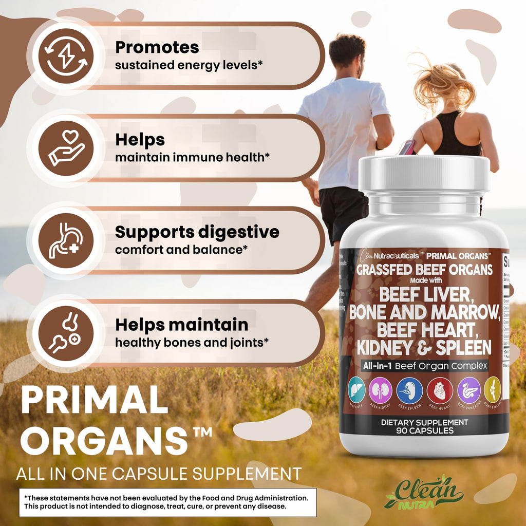 Clean Nutraceuticals Grass Fed Beef Liver Capsules Organ Blend

