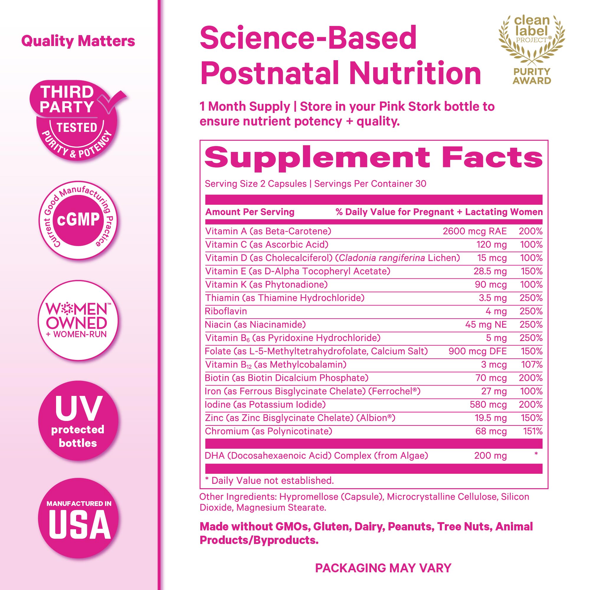 Pink Stork Total Postnatal Vitamins | Postpartum Support

