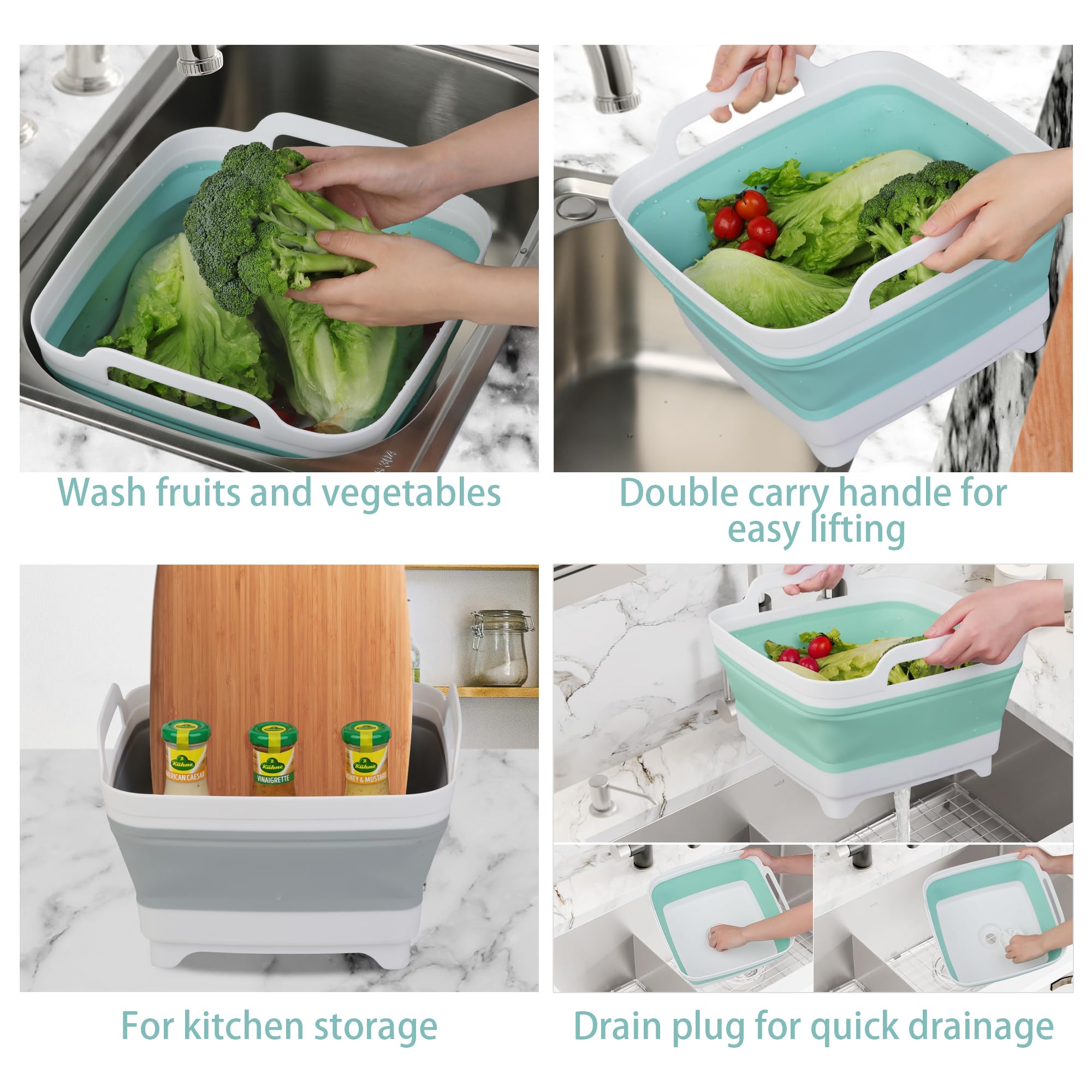 Collapsible Dishpan with Drain Plug – Portable Wash Basin

