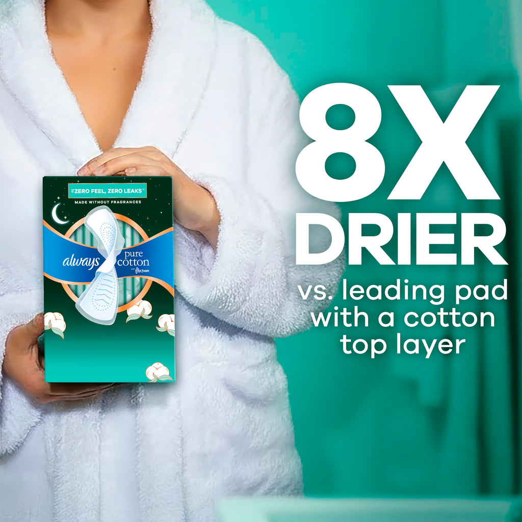 Always Pure Cotton FlexFoam Feminine Pads with Wings

