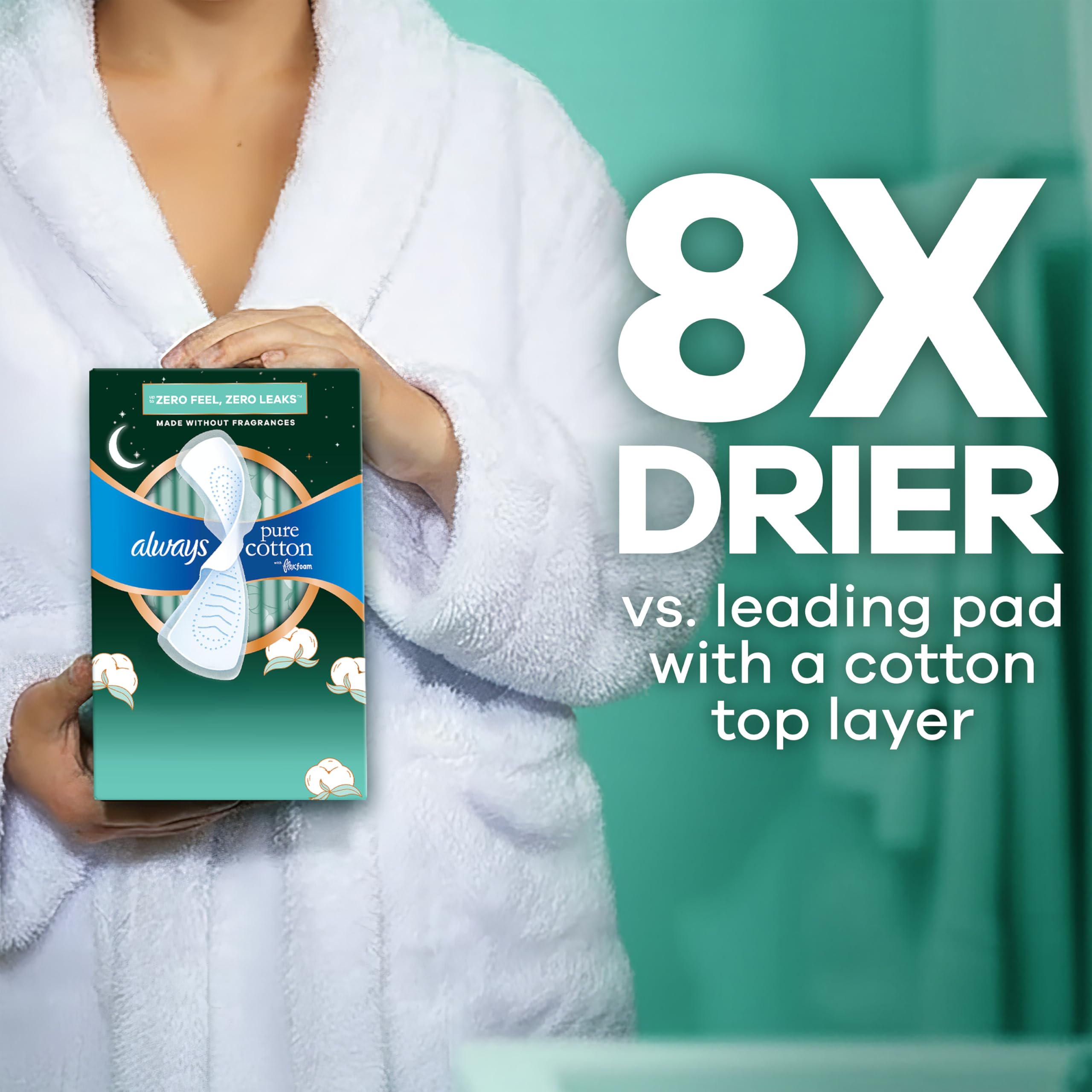 Always Pure Cotton FlexFoam Feminine Pads with Wings

