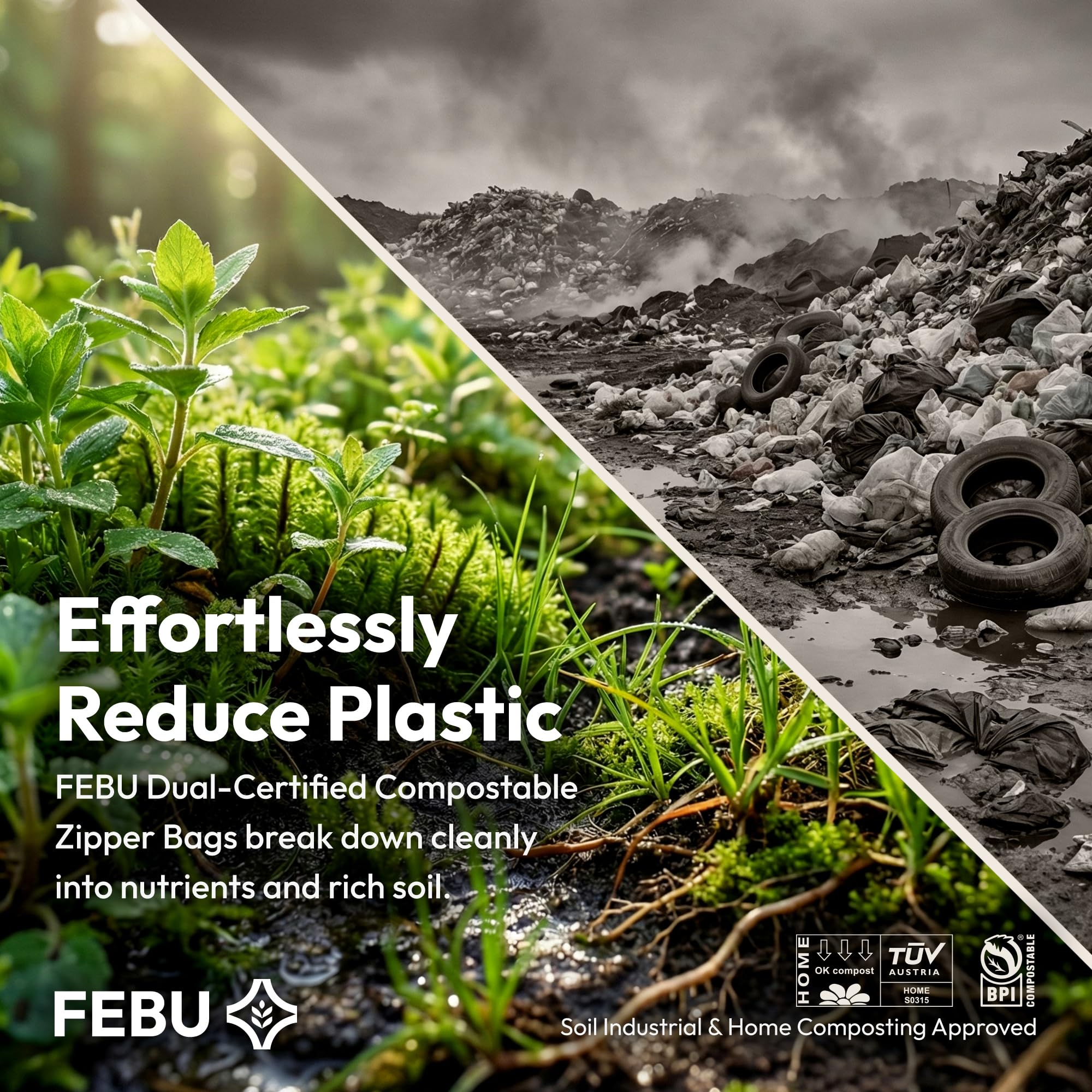 FEBU Compostable Food Storage Bags | PFAS & BPA Free

