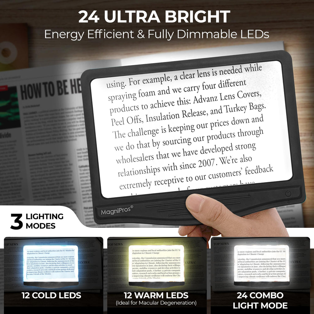 MAGNIPROS LED Page Magnifier 5X with Anti-Glare Lens

