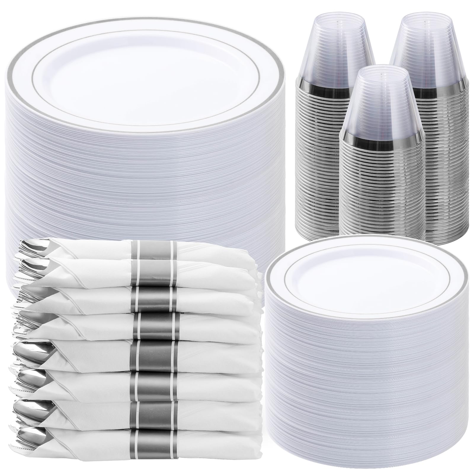 BESTVIP Disposable Plastic Dinnerware Set for Parties