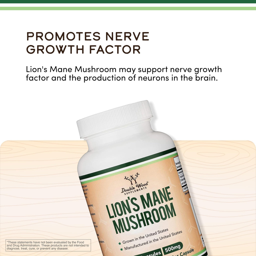 Lion’s Mane Mushroom Capsules by Double Wood | Focus Support

