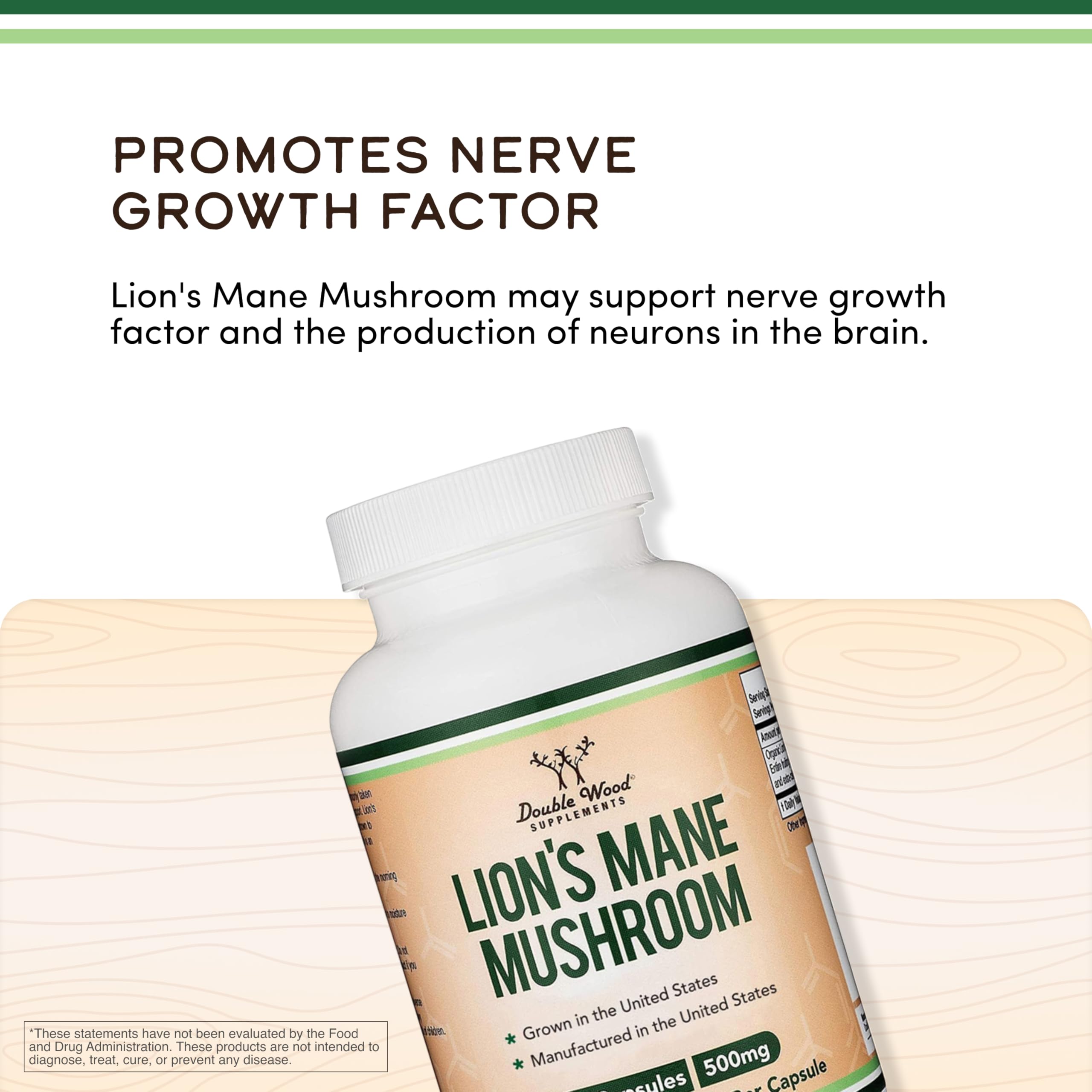 Lion’s Mane Mushroom Capsules by Double Wood | Focus Support

