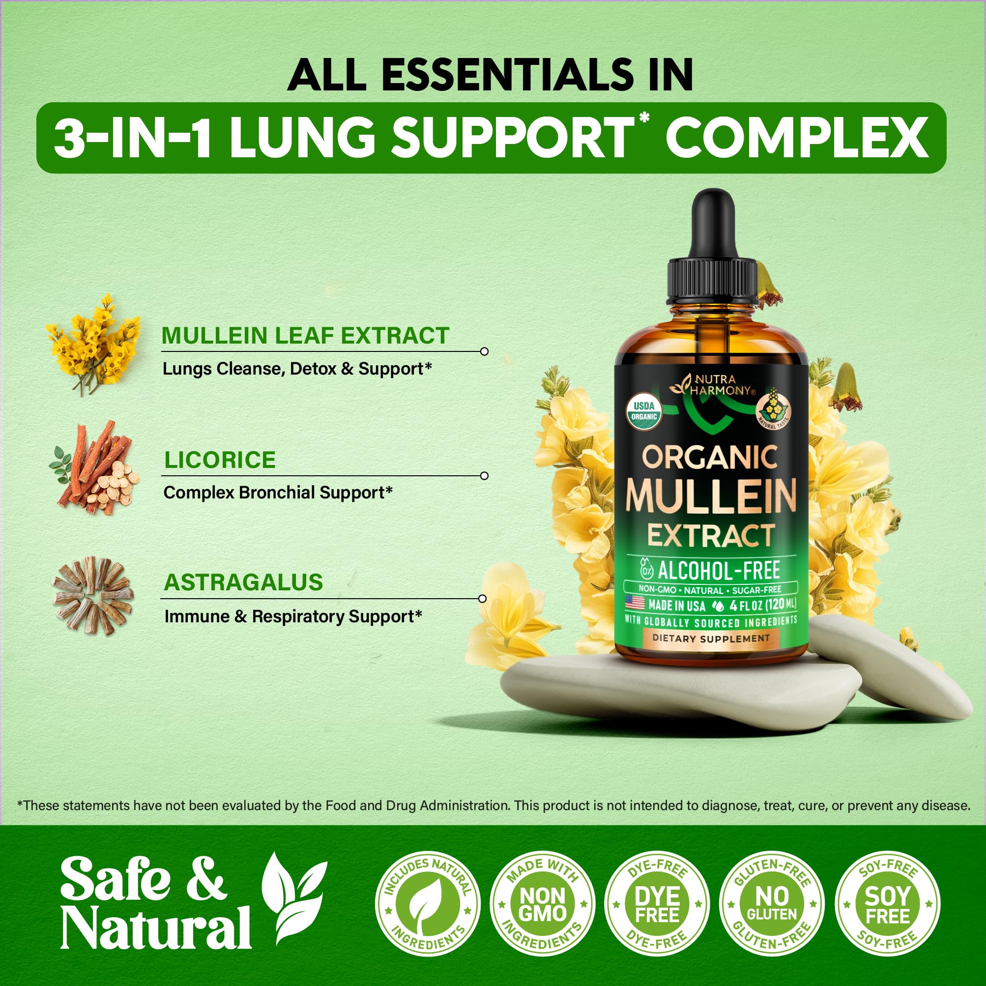 Mullein Drops for Lungs – USDA Organic Mullein Leaf Extract

