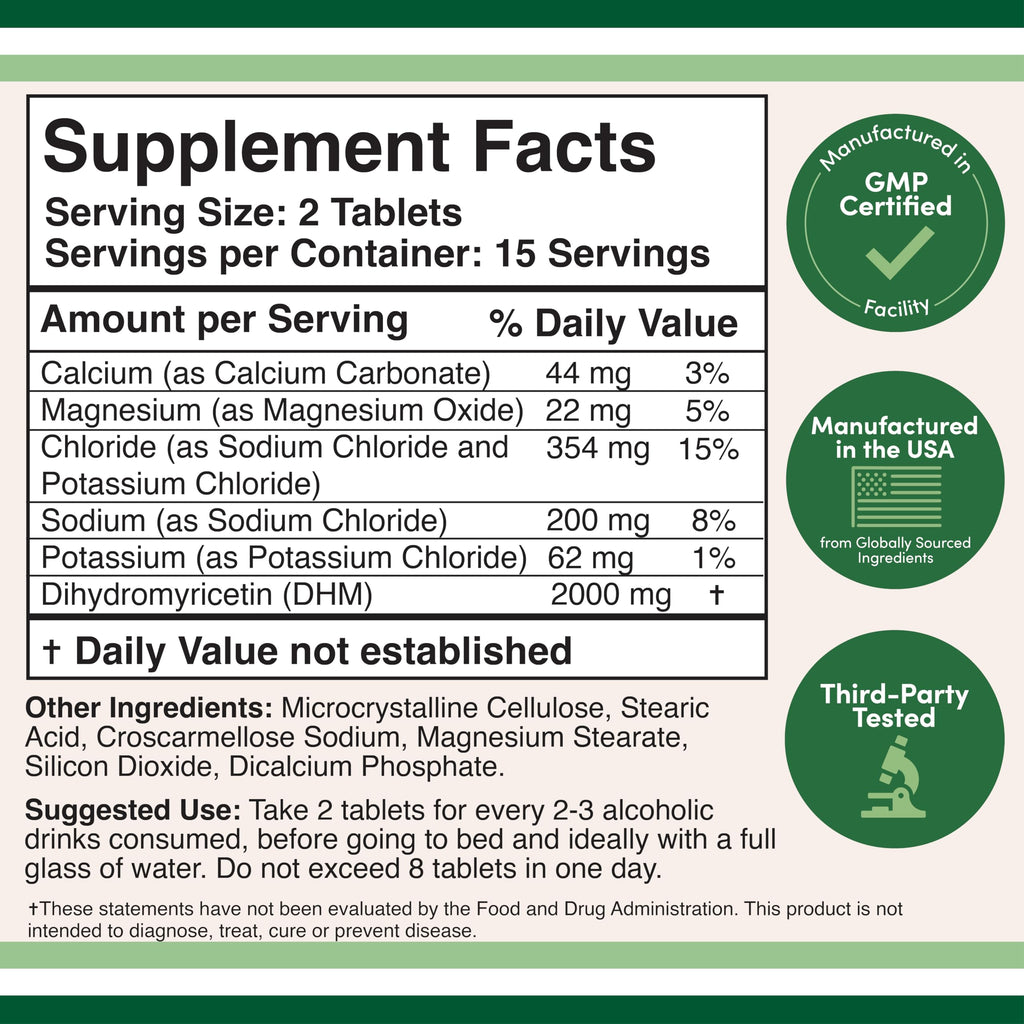 DHM1000 Dihydromyricetin Tablets | Liver Support Double Wood

