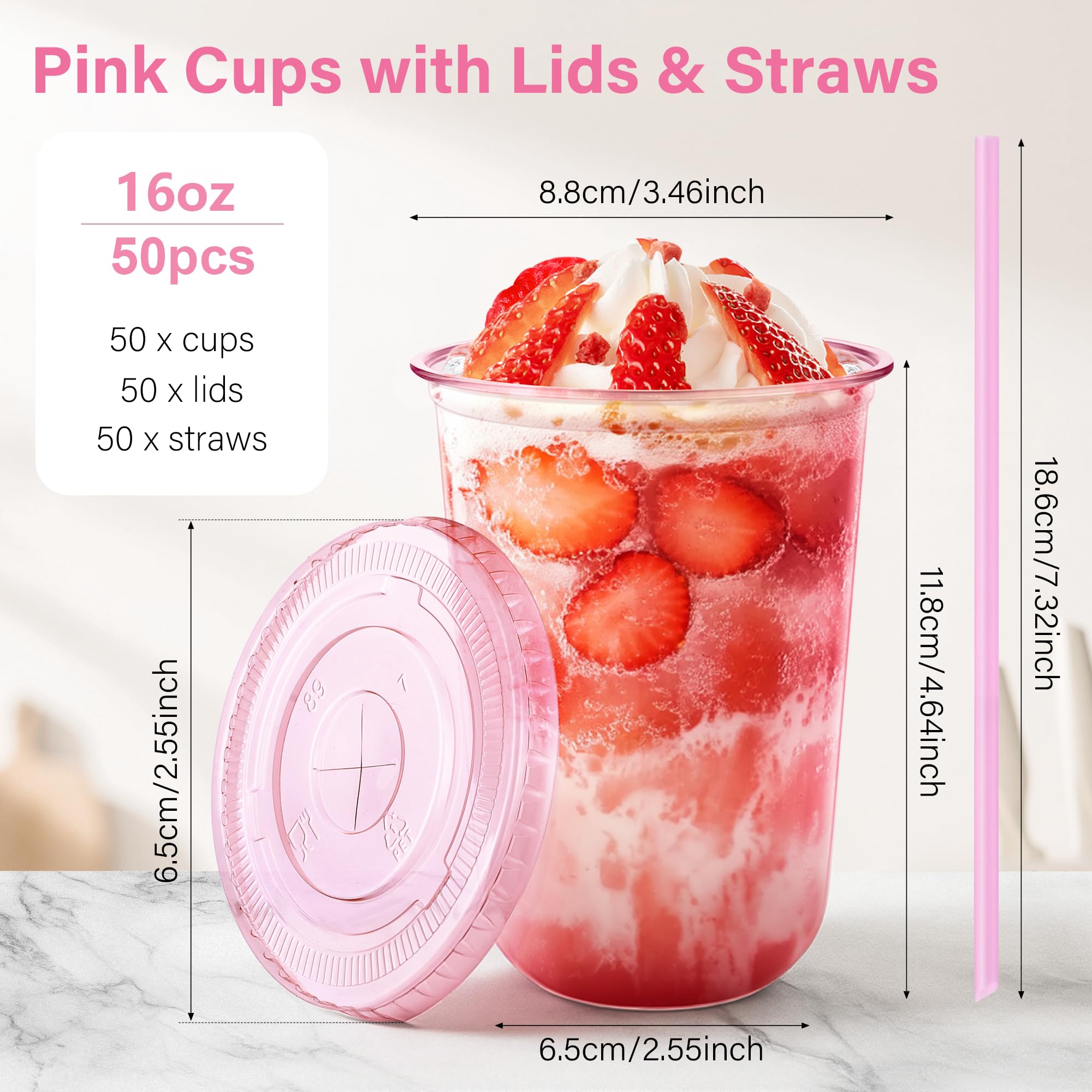 KesaPlan Plastic Party Cups with Lids and Straws

