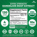 Zazzee Organic Dandelion Root 10:1 Extract Herbal Supplement

