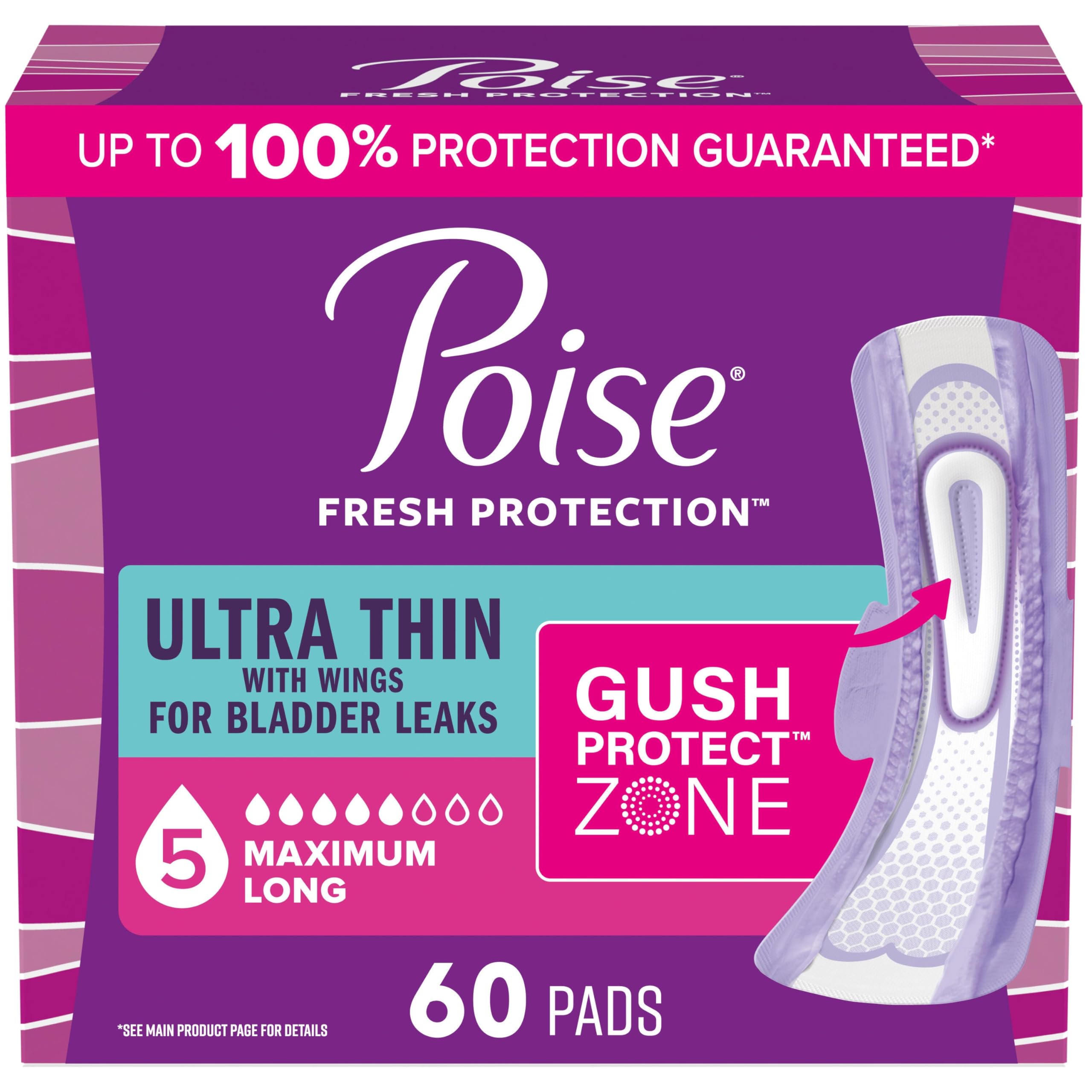 Poise Ultra Thin Incontinence Pads with Wings

