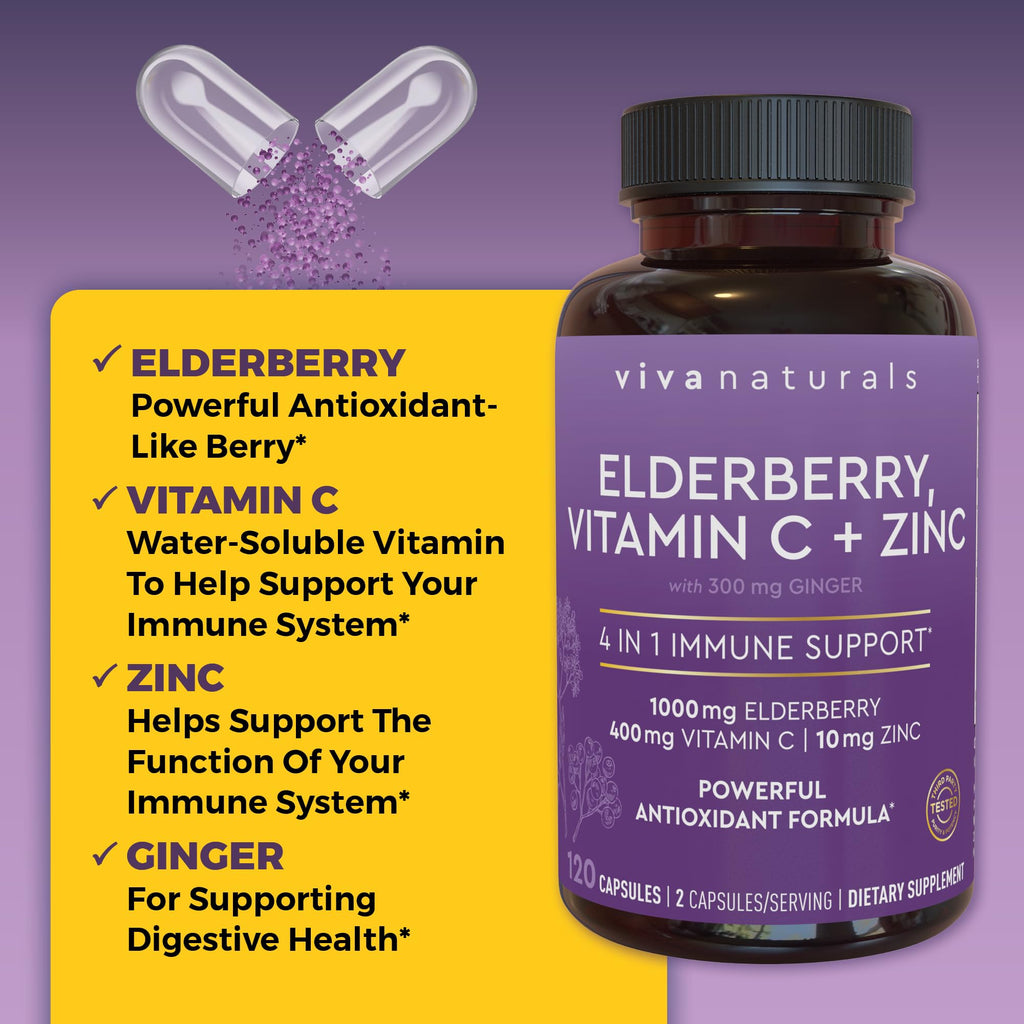 Viva Naturals Elderberry Immune Support Vitamin C & Zinc

