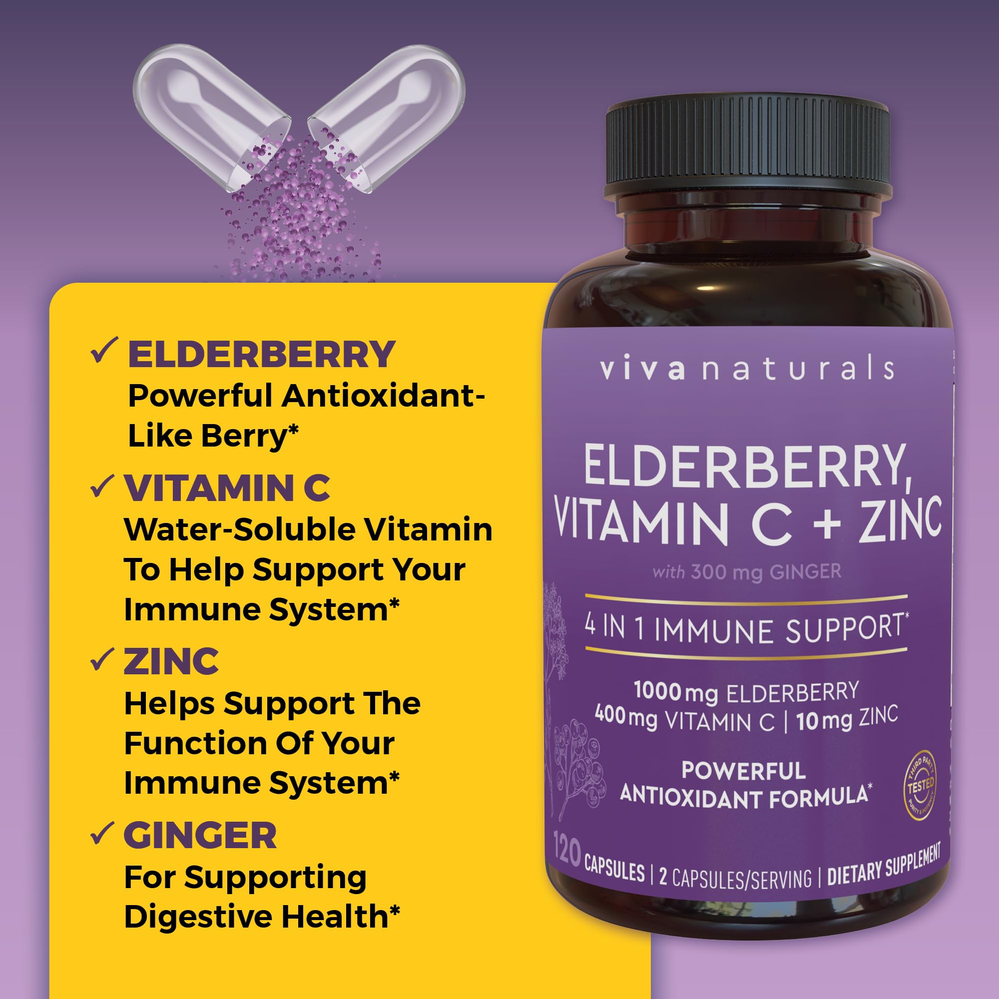 Viva Naturals Elderberry Immune Support Vitamin C & Zinc

