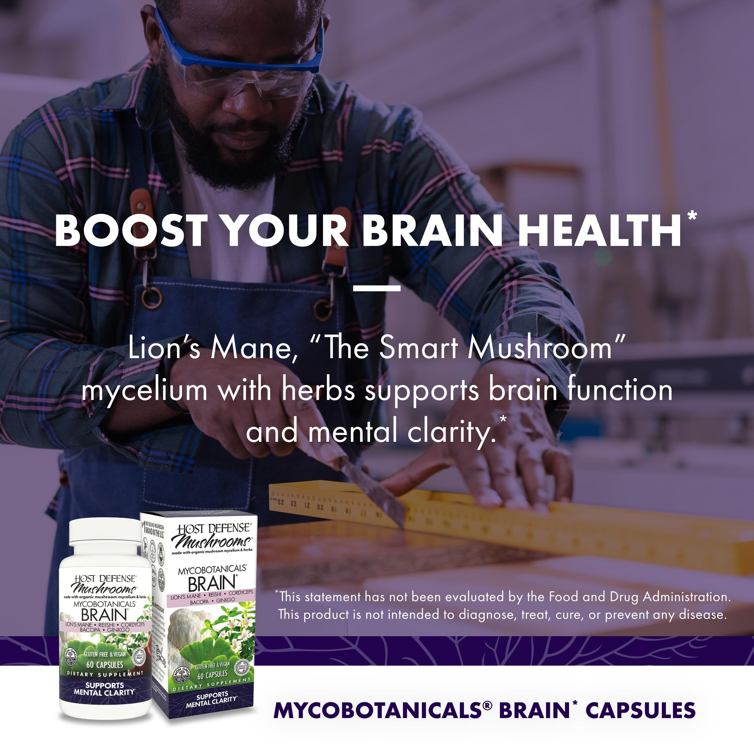 Brain Capsules by Host Defense – Lion's Mane, Reishi & Cordyceps

