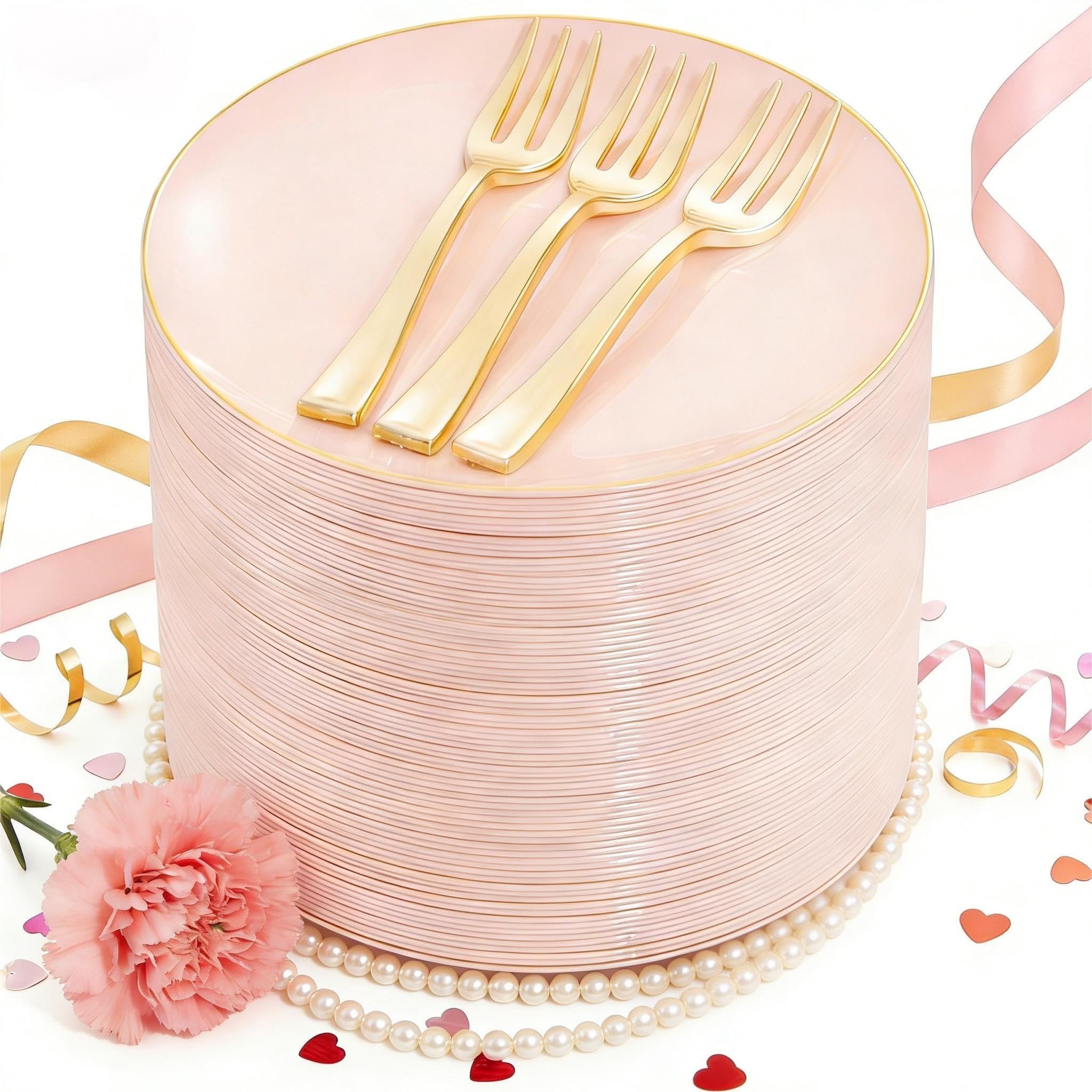 Festiva 200-Piece Disposable Dessert Plates with 5in Forks