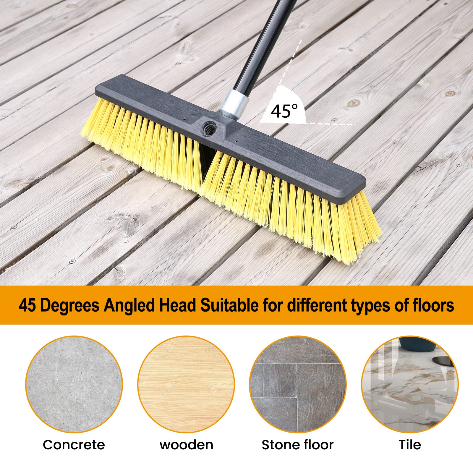 Push Broom KeFanta Heavy Duty Long Handle

