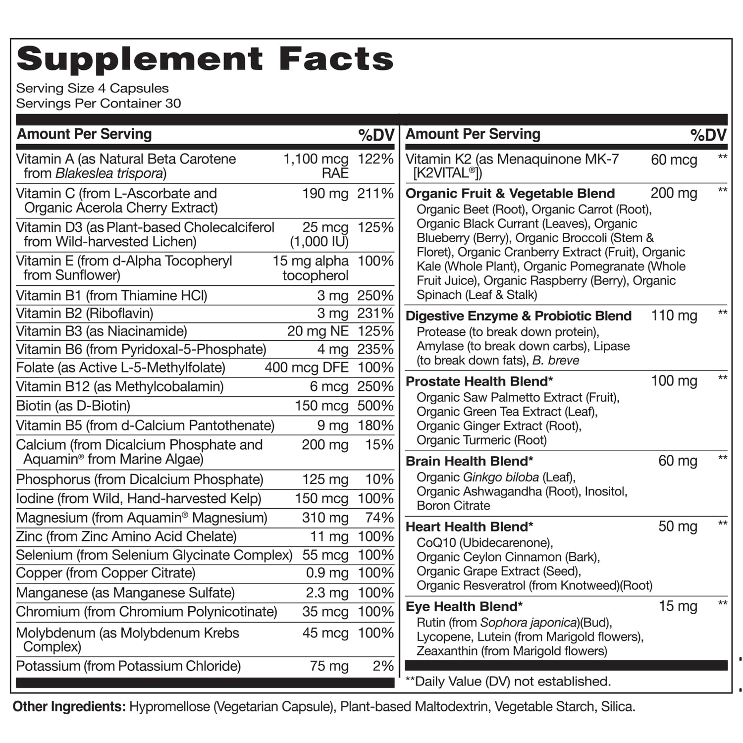Naturelo Whole Food Multivitamin for Men 50+ Vegan Capsules

