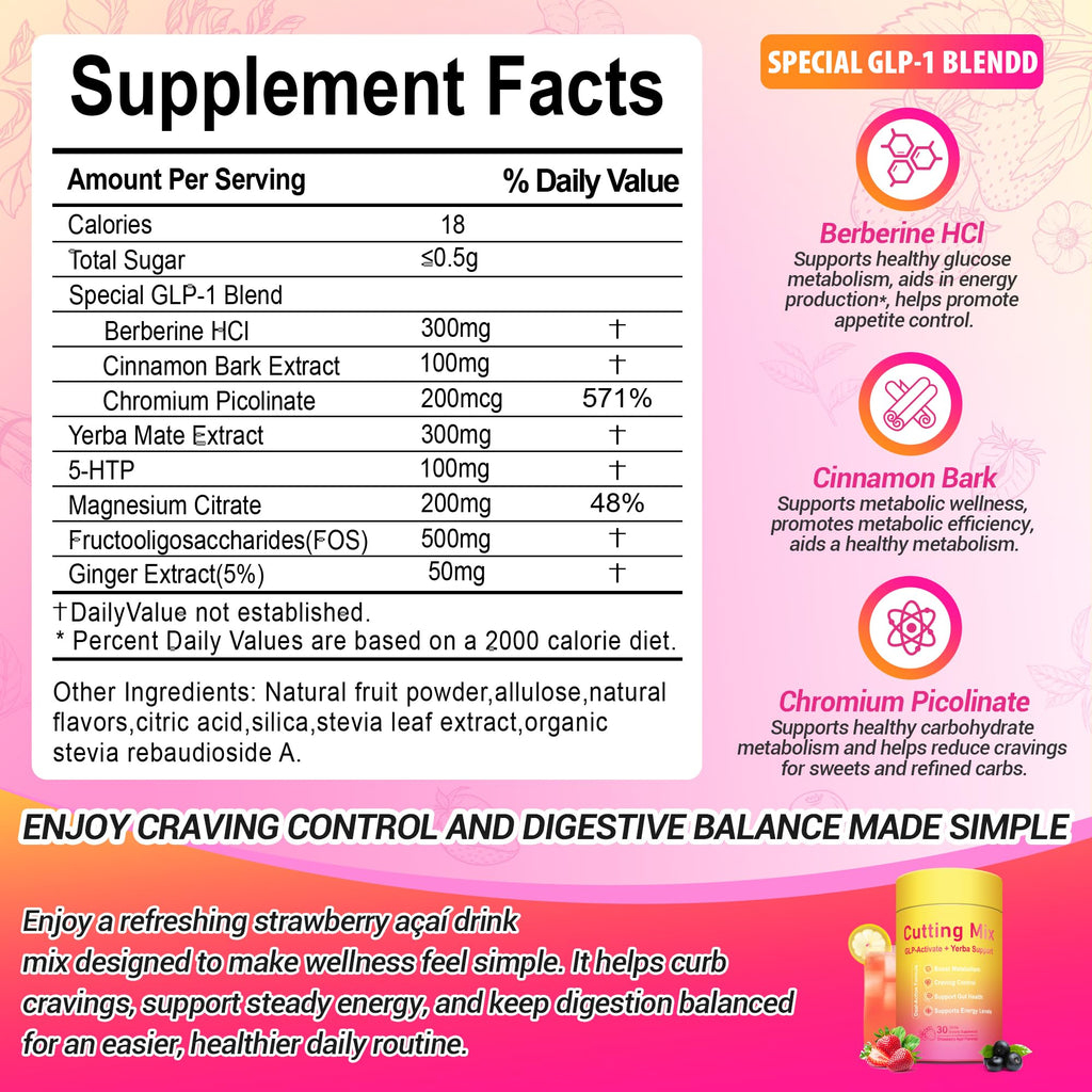 GLP-1 Drink Mix with 5-HTP, Yerba Mate & Magnesium

