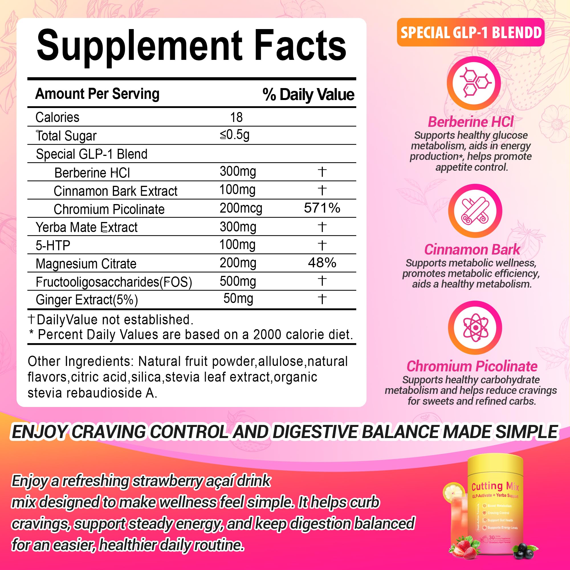 GLP-1 Drink Mix with 5-HTP, Yerba Mate & Magnesium

