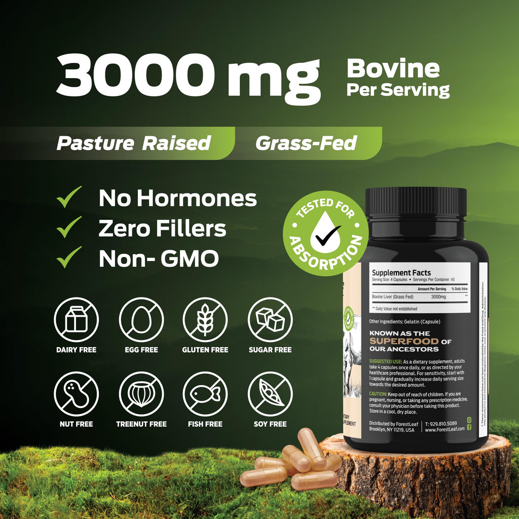 ForestLeaf Grass-Fed Beef Liver Capsules Immunity Support

