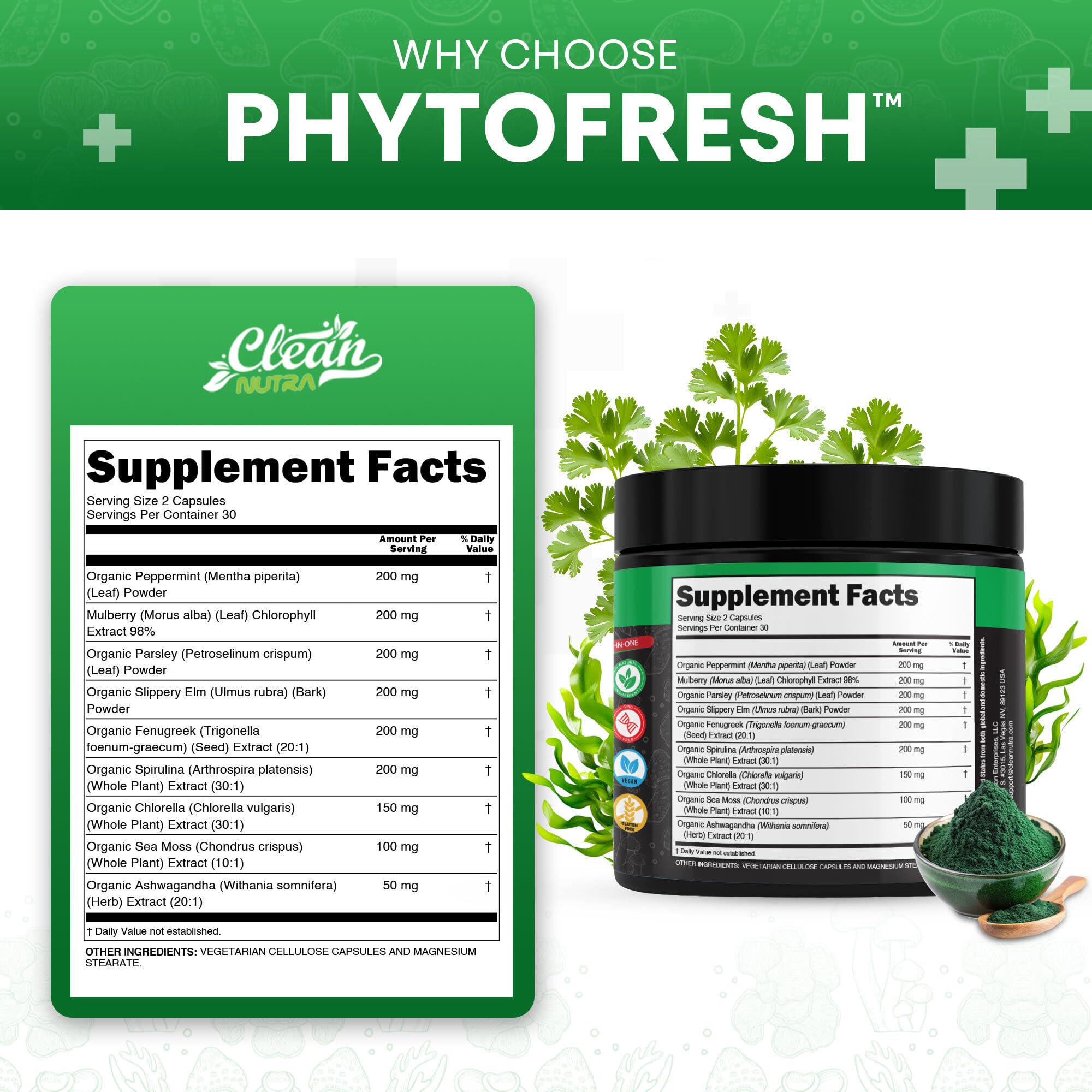 PhytoFresh Chlorophyll Capsules for Greens Detox

