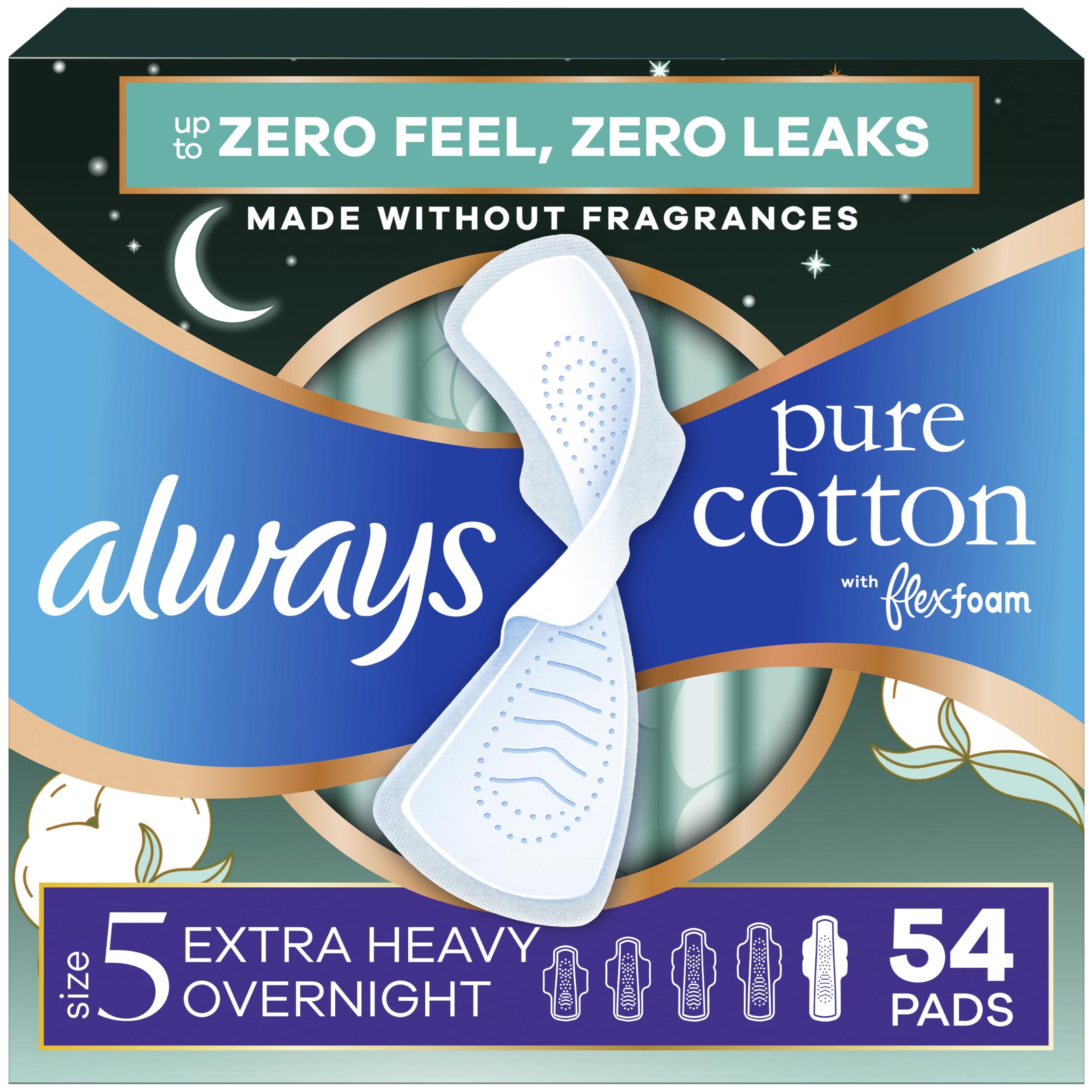 Always Pure Cotton FlexFoam Feminine Pads with Wings

