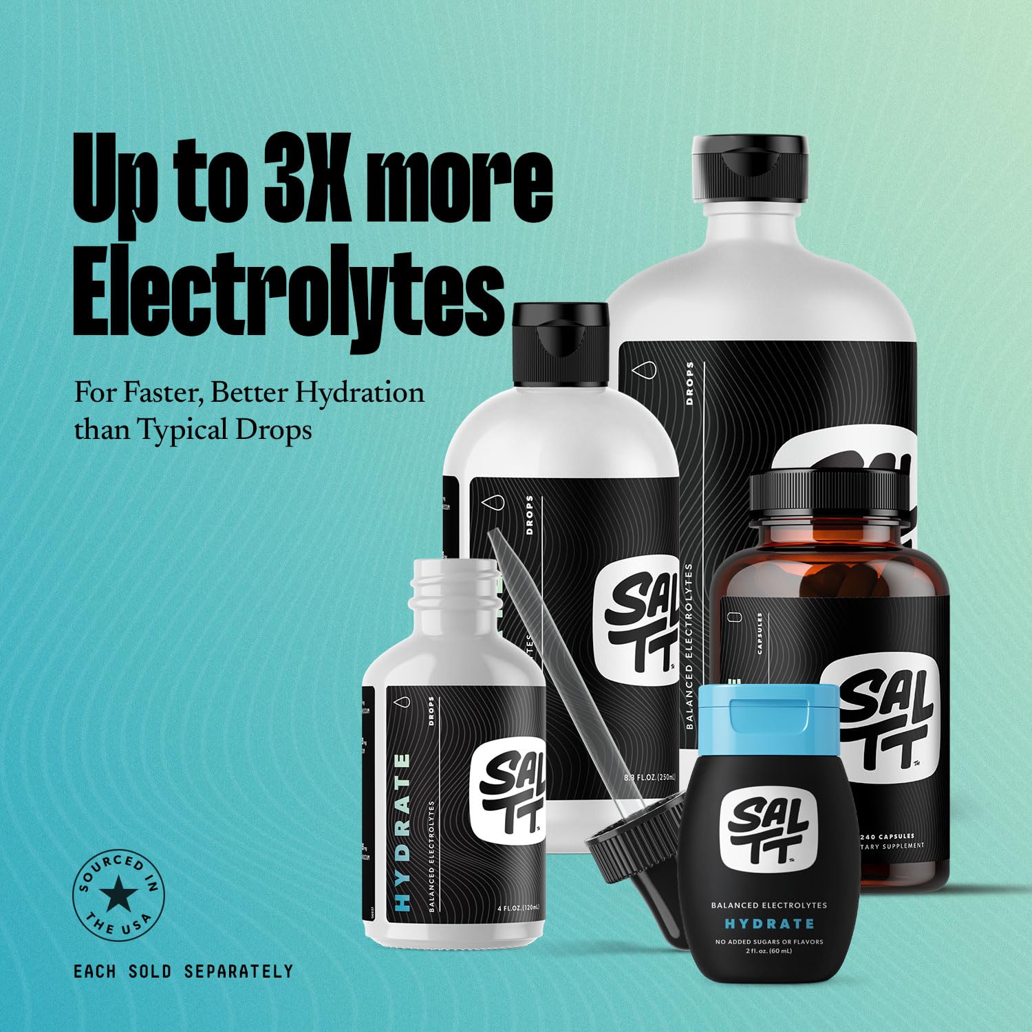 SALTT Hydrate Electrolyte Drops Unflavored Hydration

