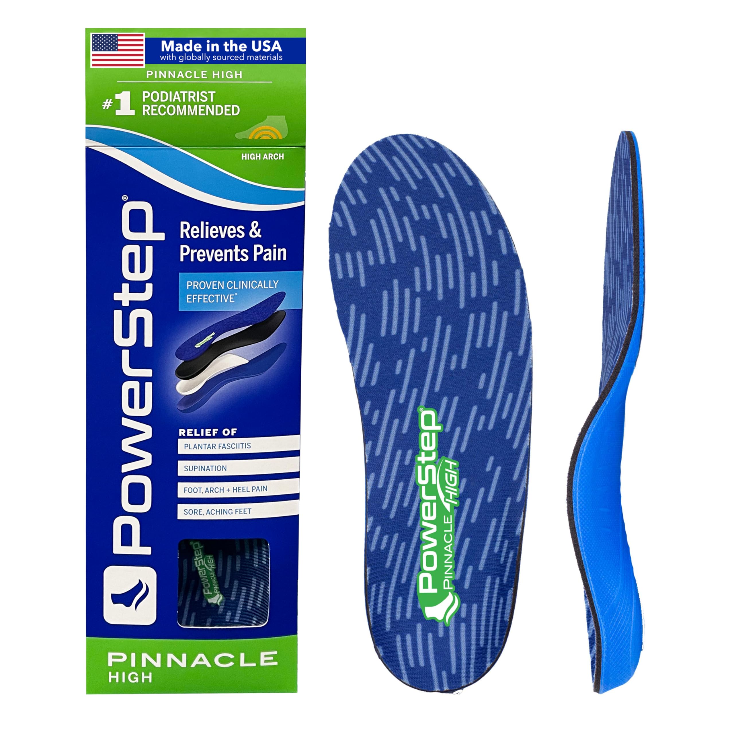 PowerStep Pinnacle High Arch Orthotics | Supination Relief

