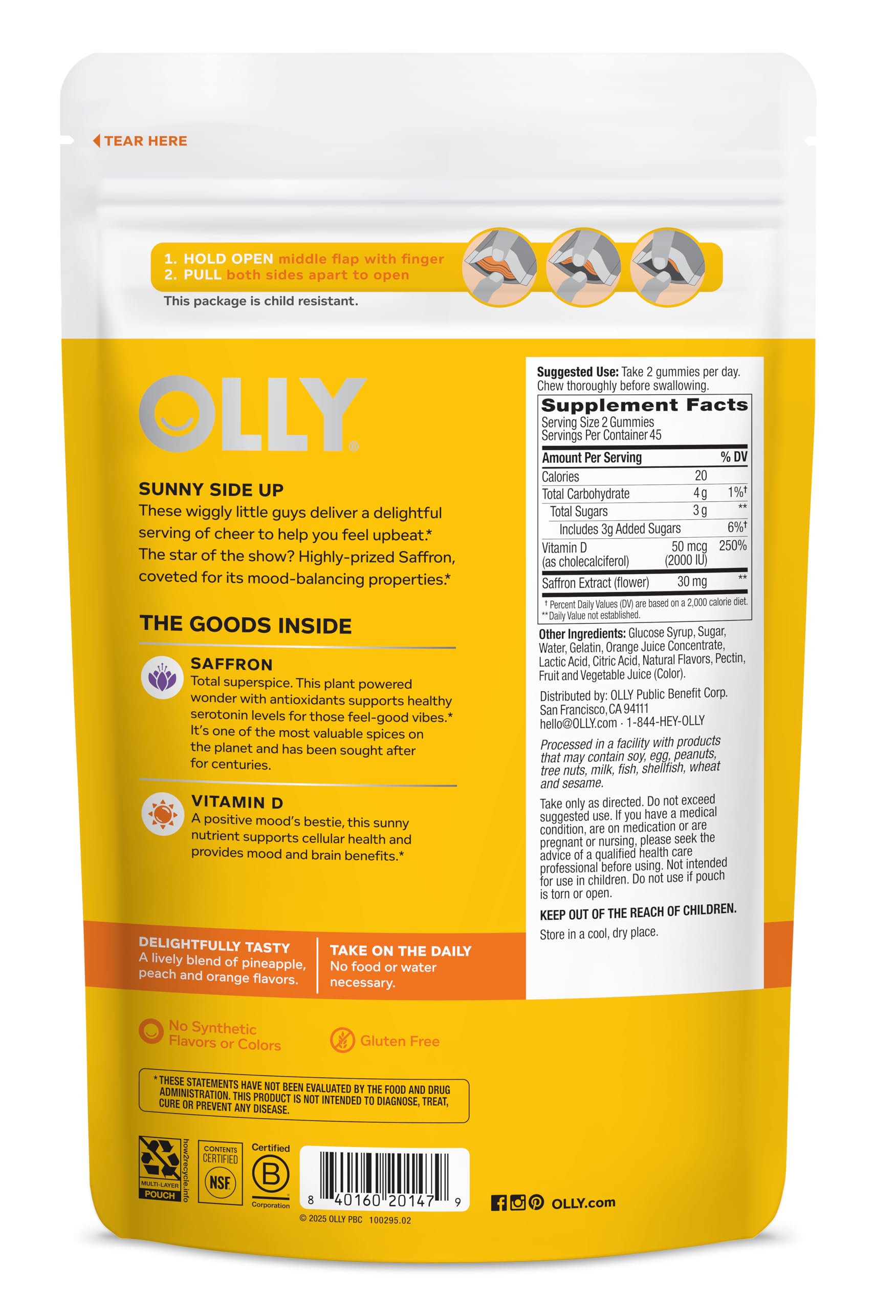 OLLY Hello Happy Gummy Worms Mood Support - Gluten Free

