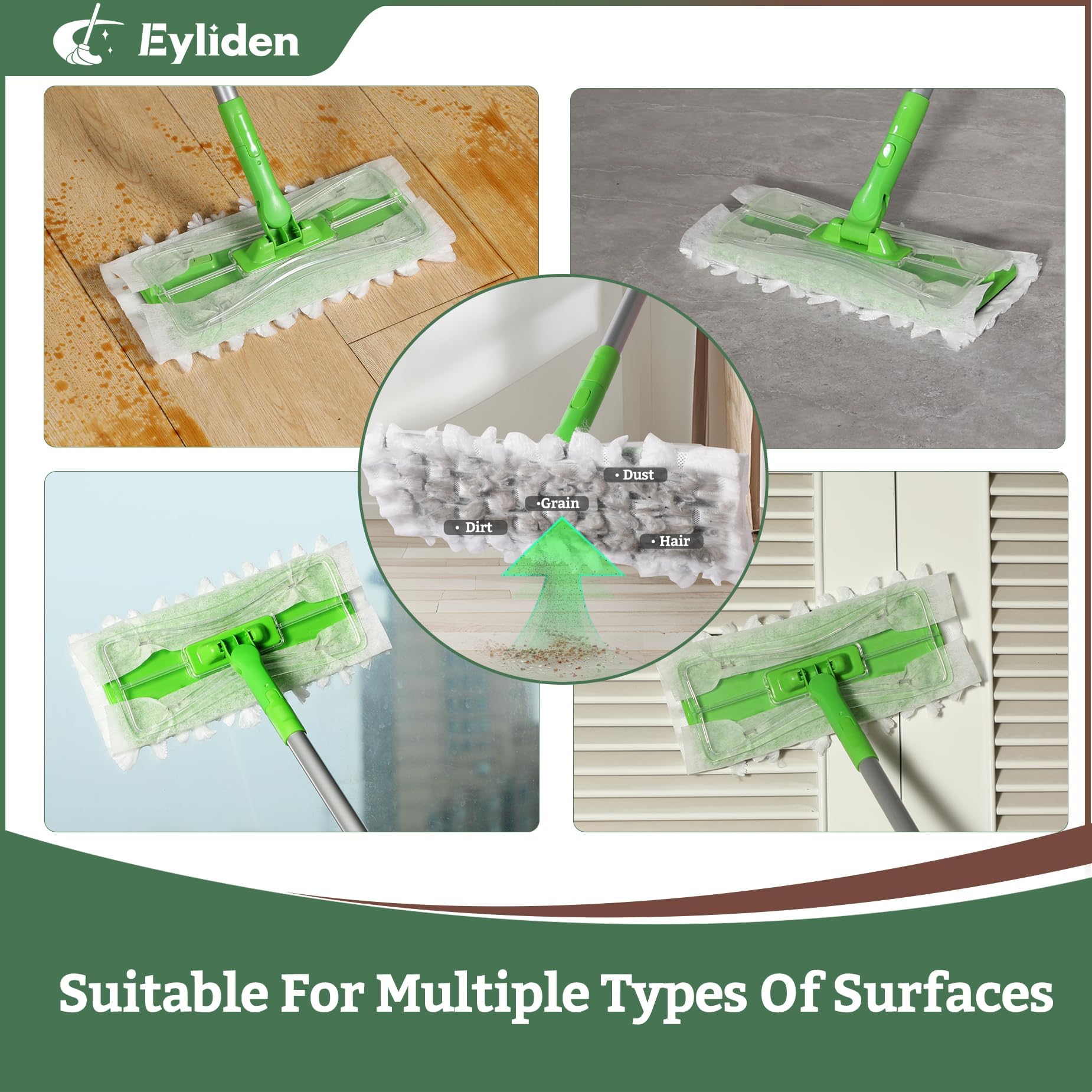 Eyliden Sweeper Mop Starter Kit with Disposable Cloths

