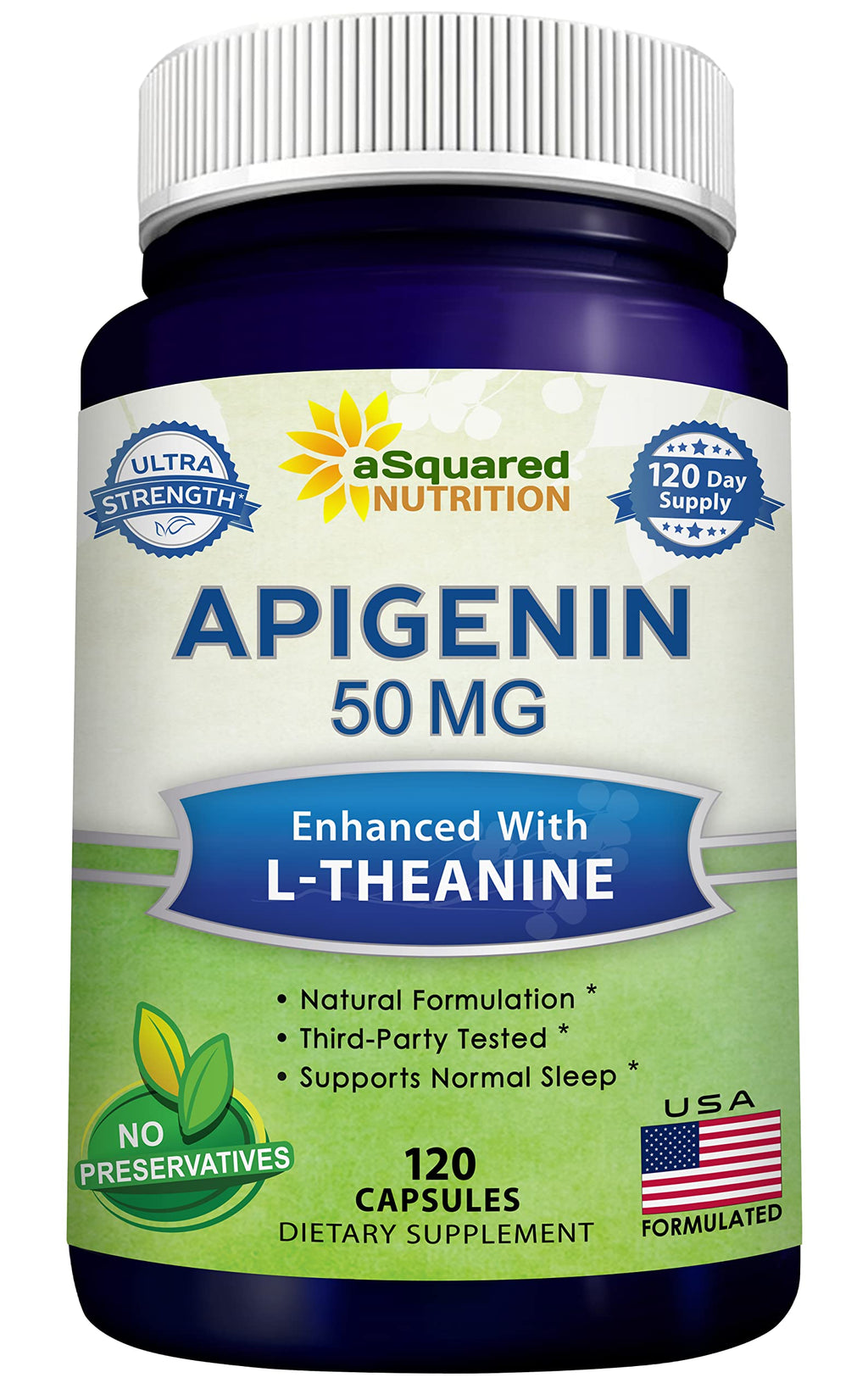 aSquared Nutrition Apigenin & L-Theanine Sleep Support Dietary Supplement