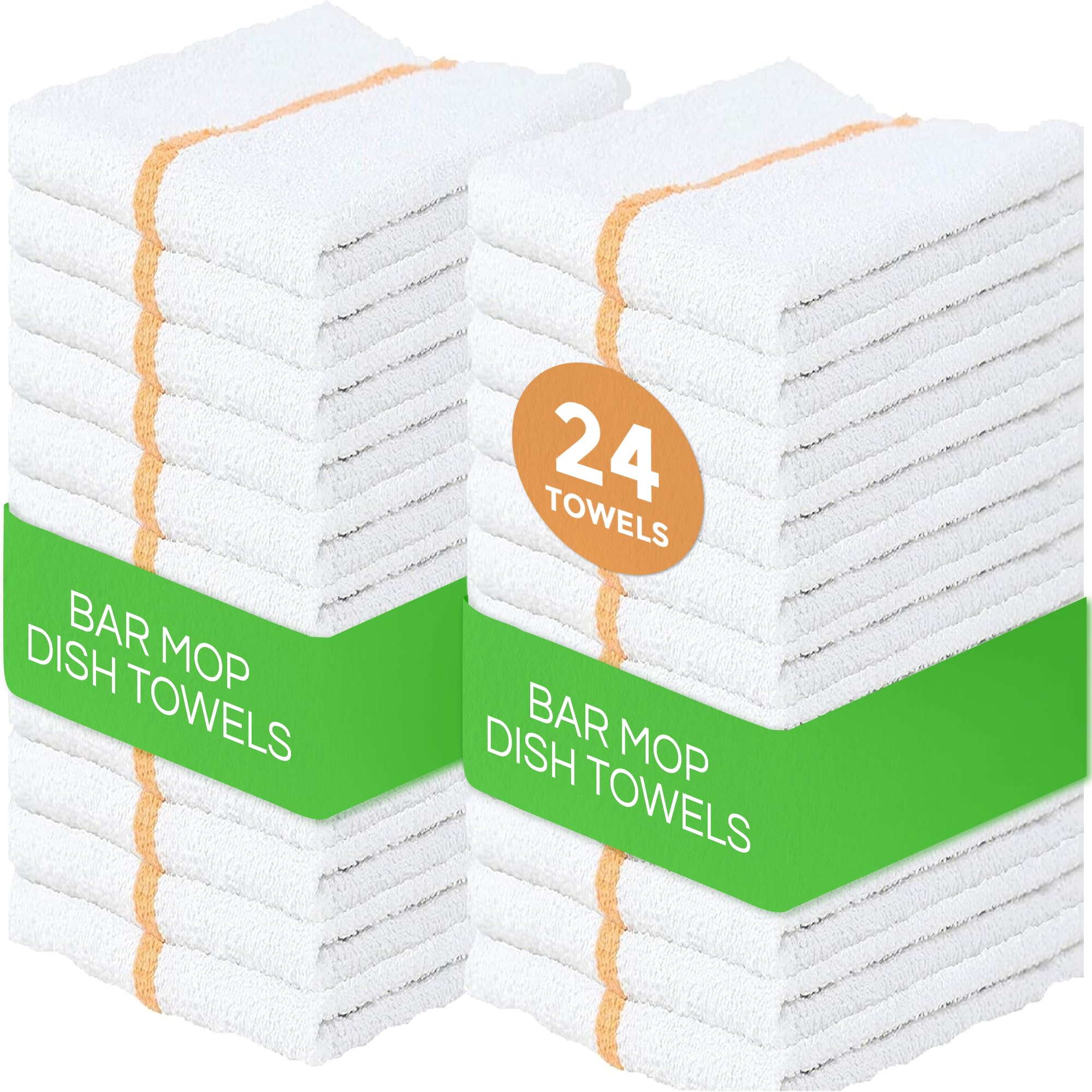 Towels N More 100% Cotton Bar Mop Kitchen Towels - Reusable, High Absorbency