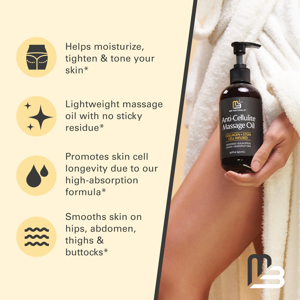 M3 Naturals Anti Cellulite Massage Oil Collagen & Stem Cells

