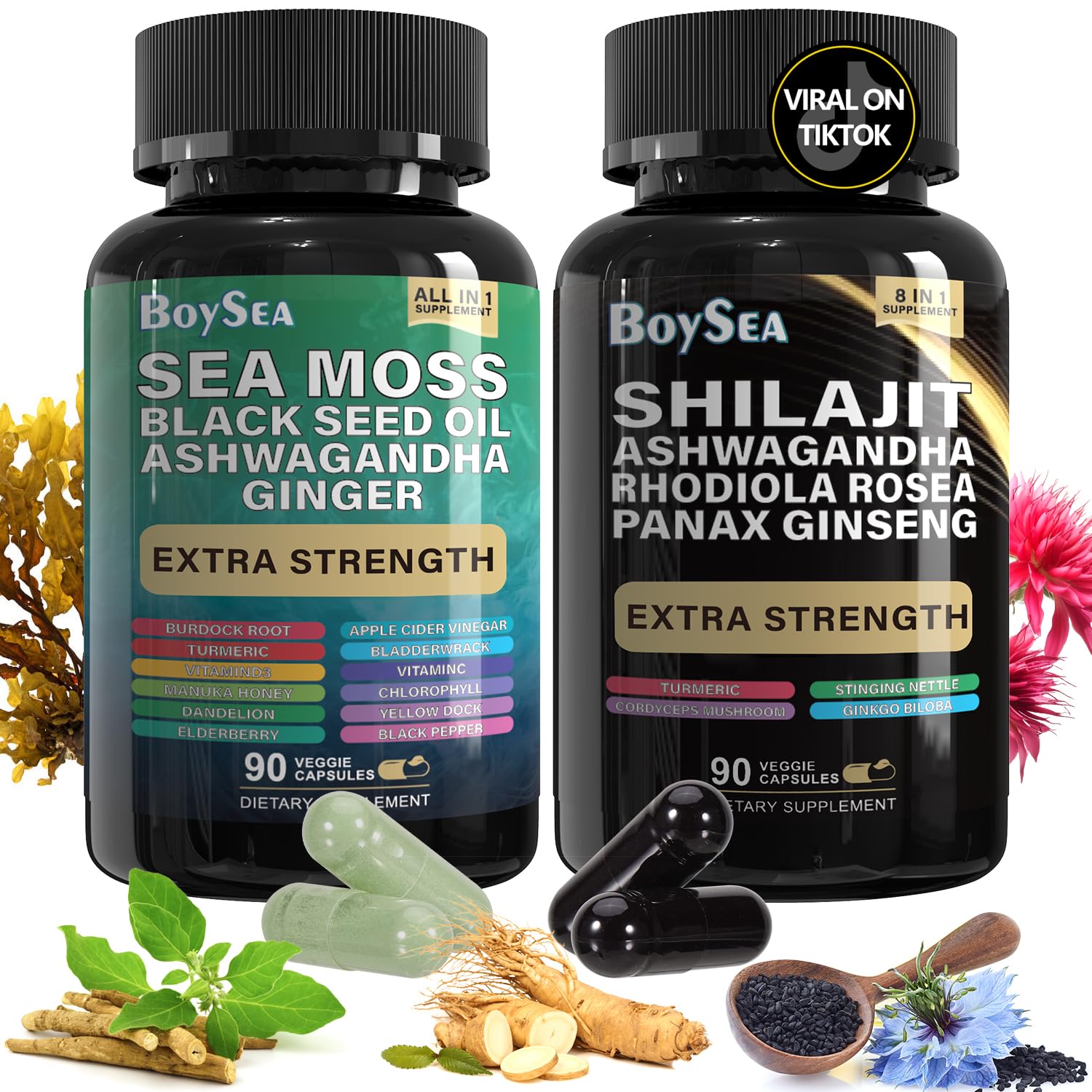 Boysea Shilajit & Sea Moss Bundle | All-in-One Supplements

